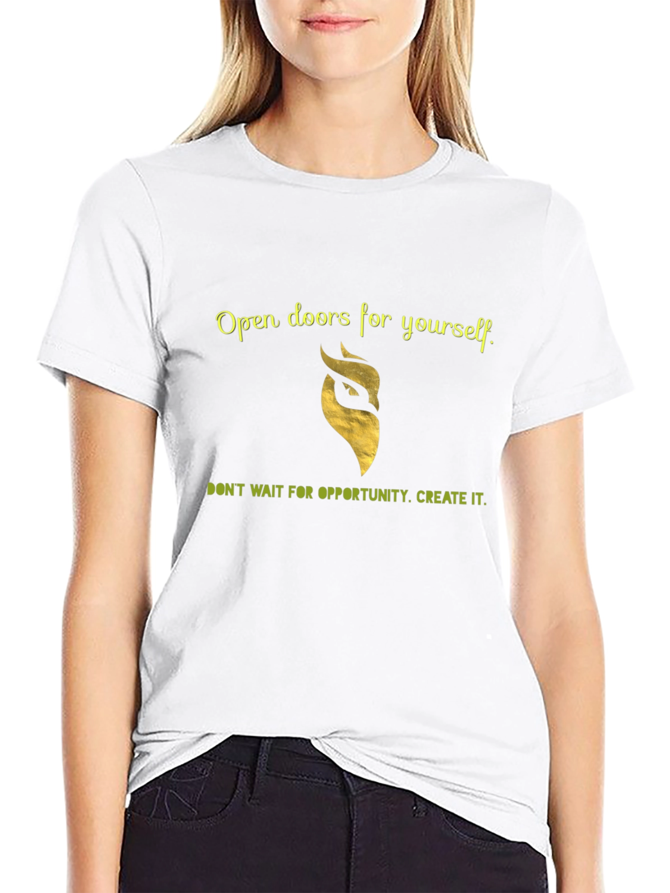 Black Motivational Black T-Shirt - Open Doors view 9