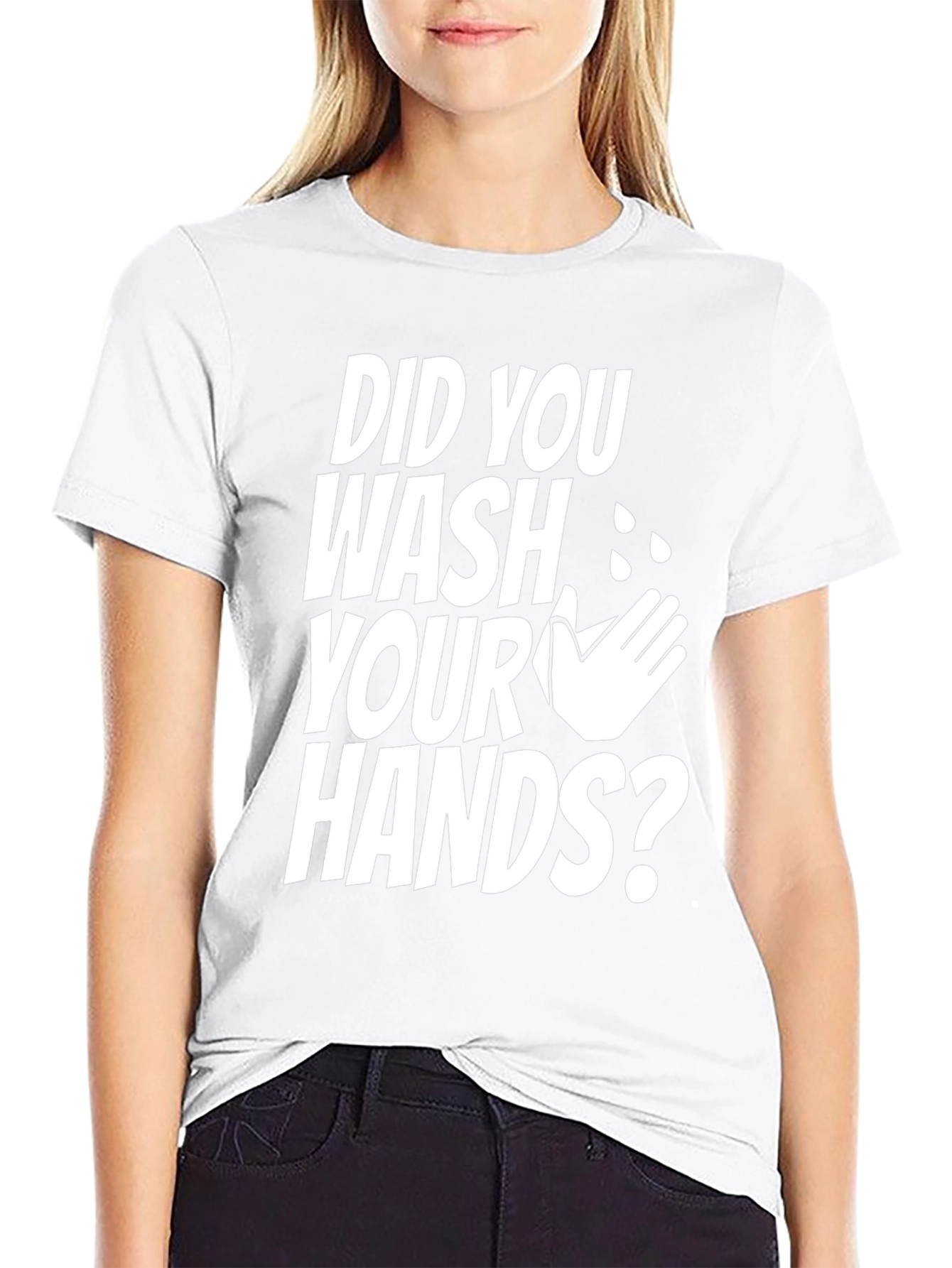 Black Did You Wash Your Hands Graphic Tee view 9