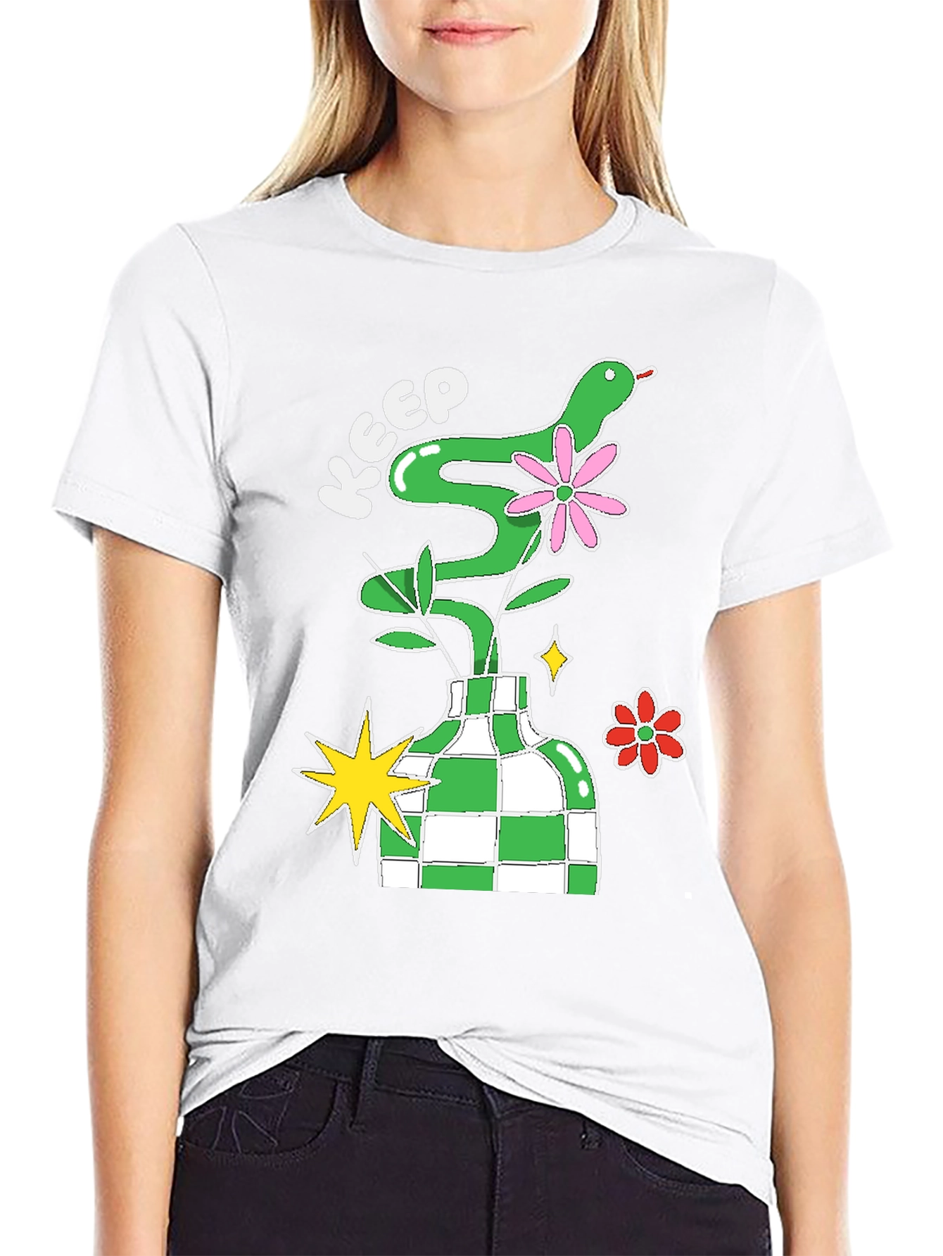 Black Keep Snake Plant Tee - Quirky Graphic T-Shirt view 9