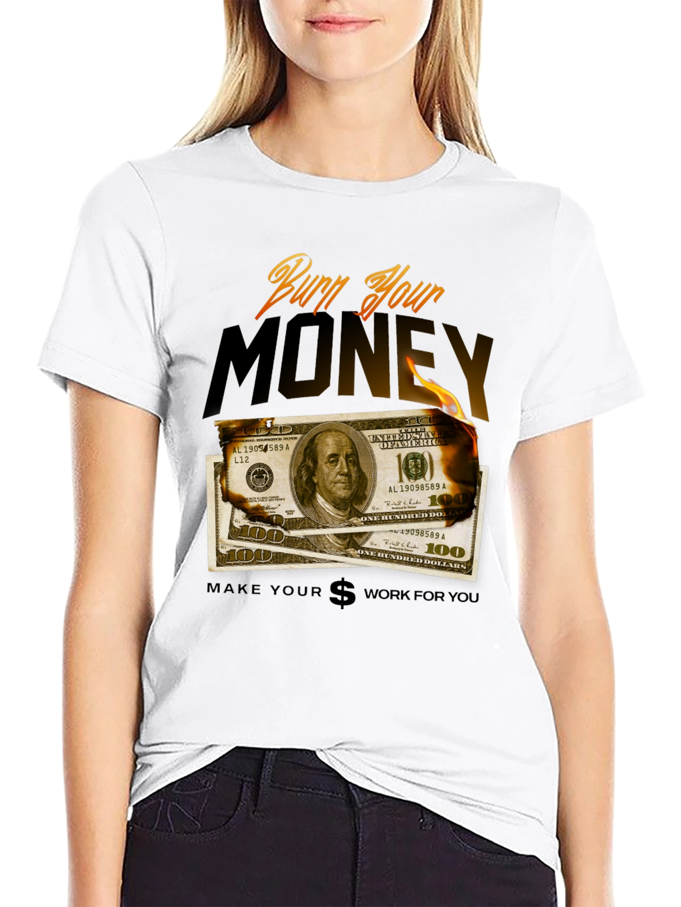 Black Burn Your Money Graphic Tee view 9