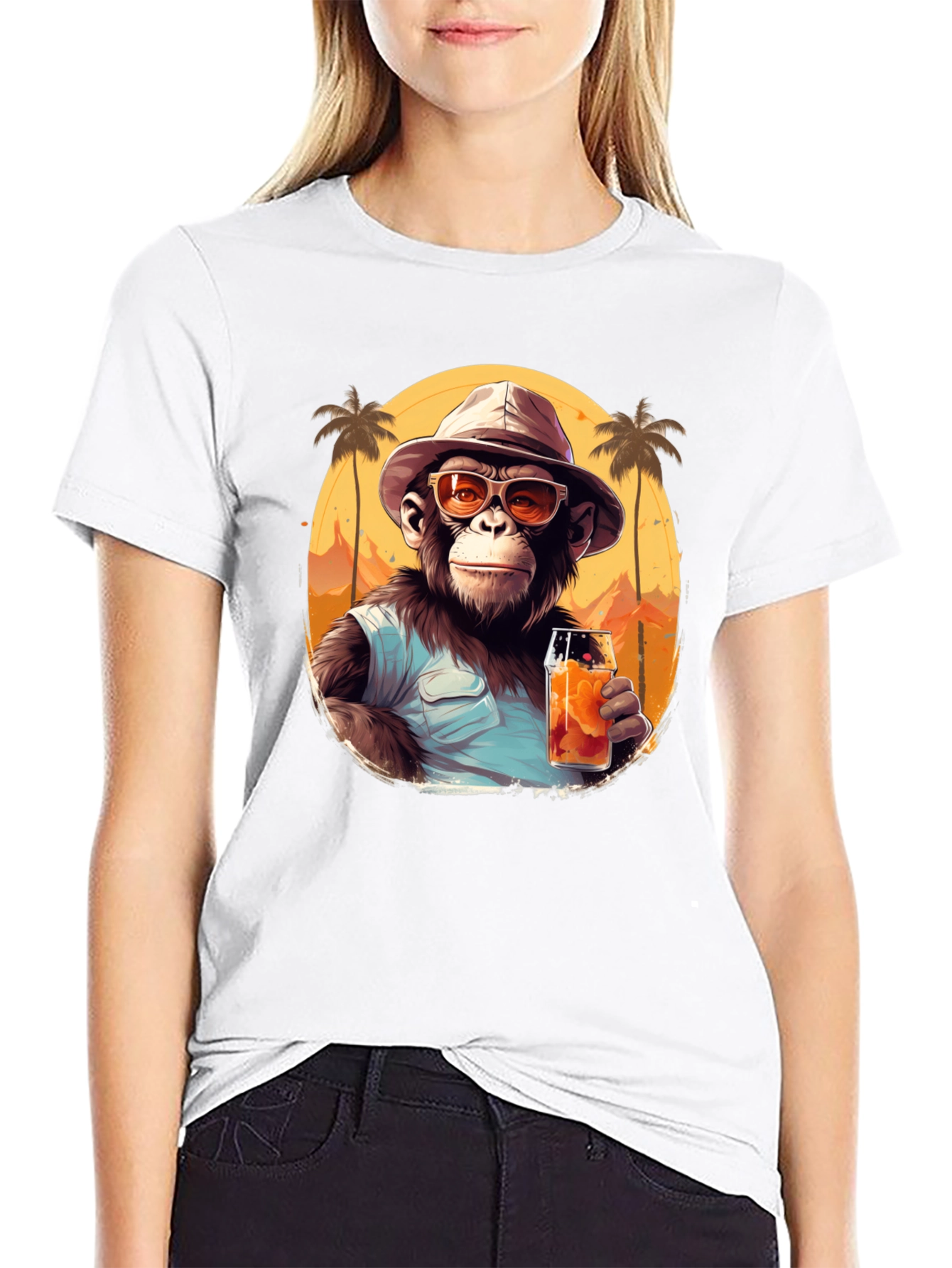Black Tropical Monkey Graphic Tee - Vacation Vibes view 9