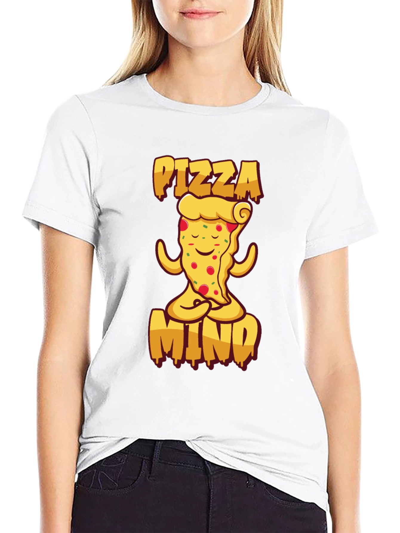 Black Pizza Mind Black T-Shirt for Men view 9