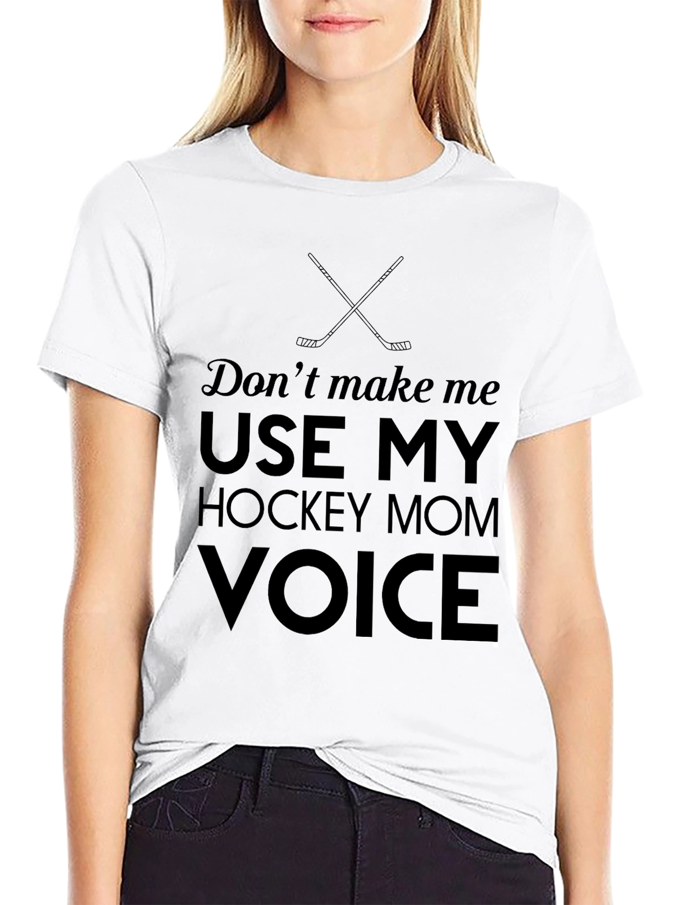 Black Hockey Mom Voice Graphic Tee - Black view 9
