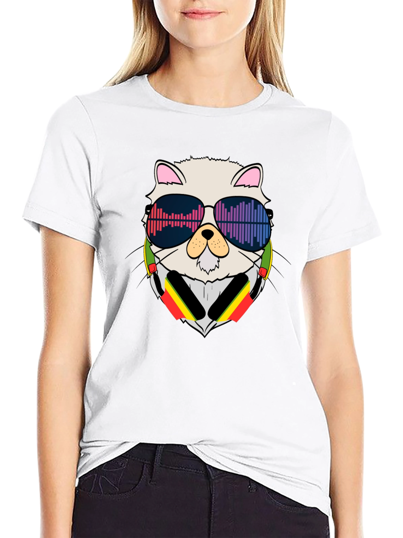 Black Cool Cat DJ Black T-Shirt view 9