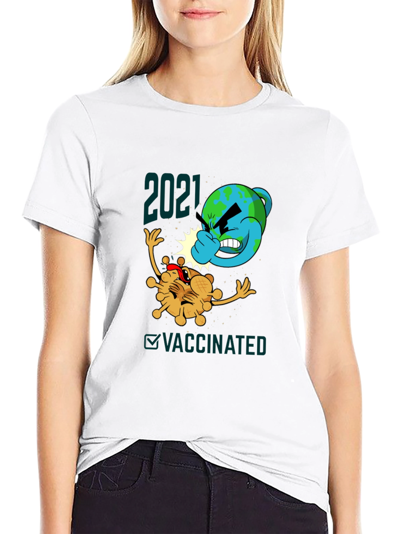 Black 2021 Vaccinated Graphic Tee - Beat the Virus! view 9