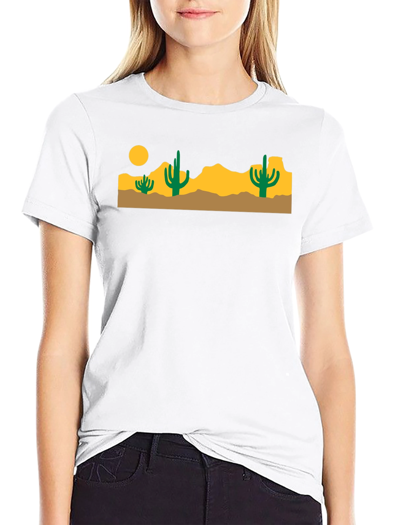 Black Desert Cactus Graphic Tee - Black Cotton T-Shirt view 9