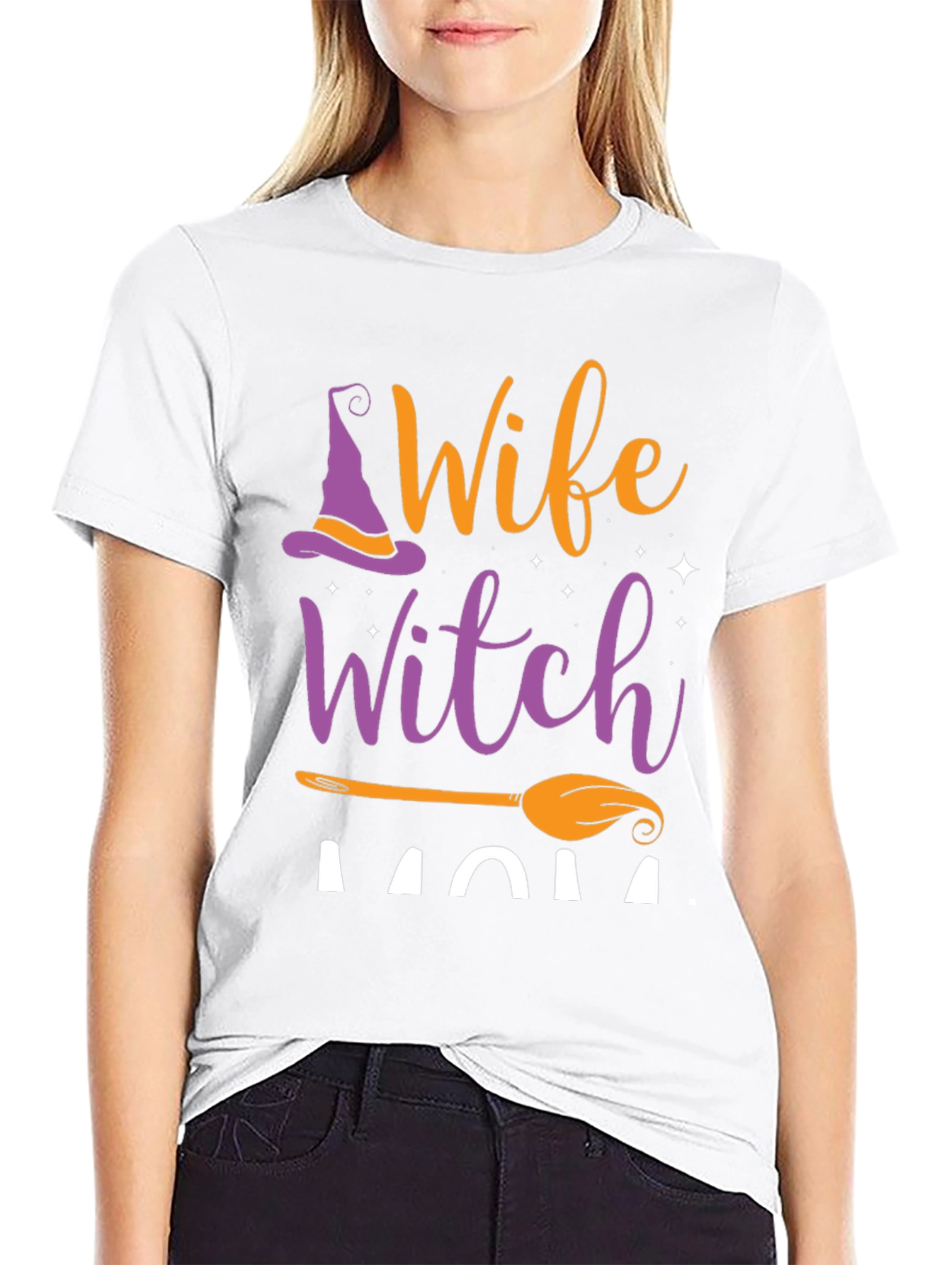 Black Wife Witch Mom Halloween T-Shirt view 9