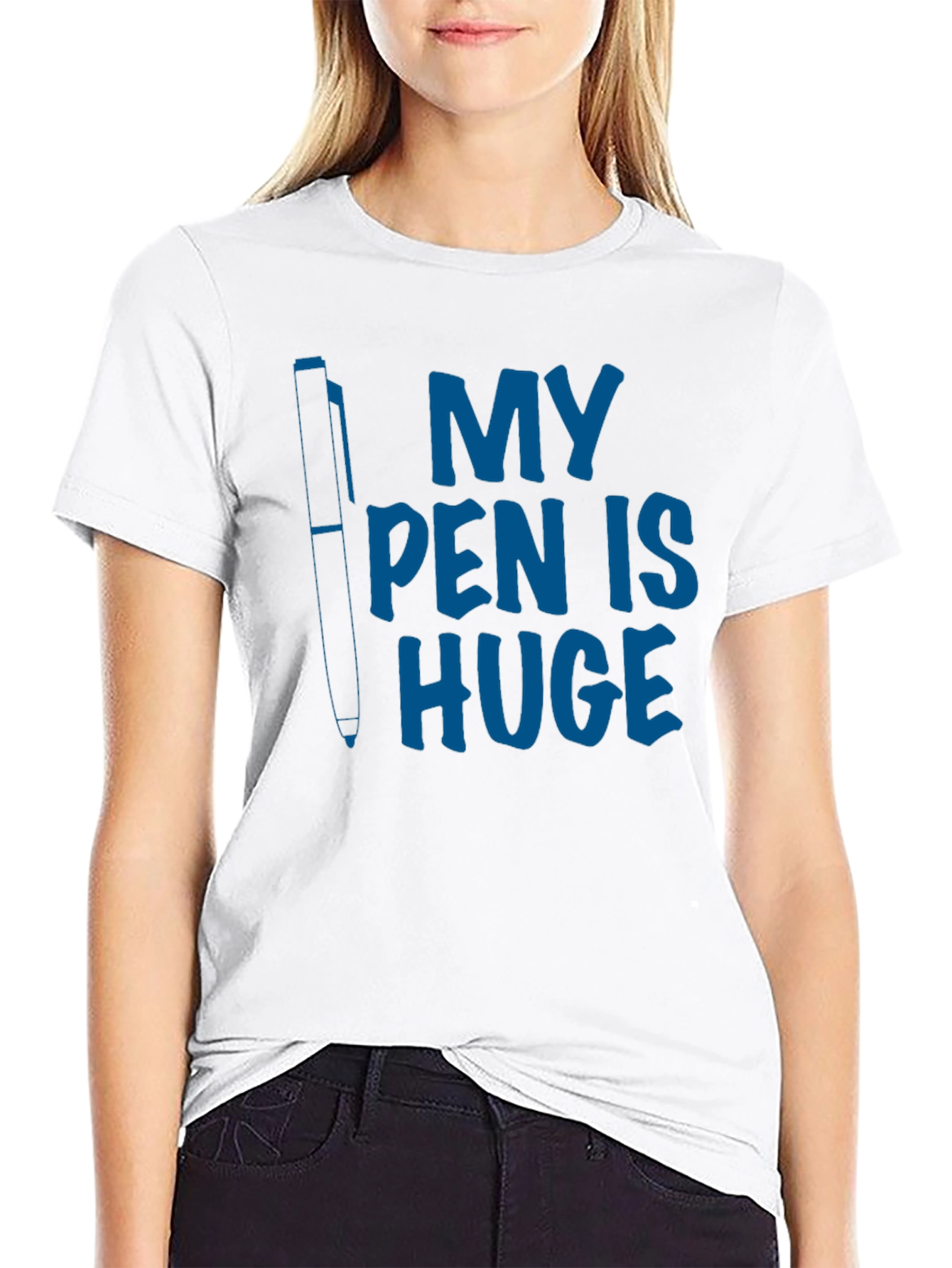 Black My Pen Is Huge Graphic Tee - Funny Novelty T-Shirt view 9