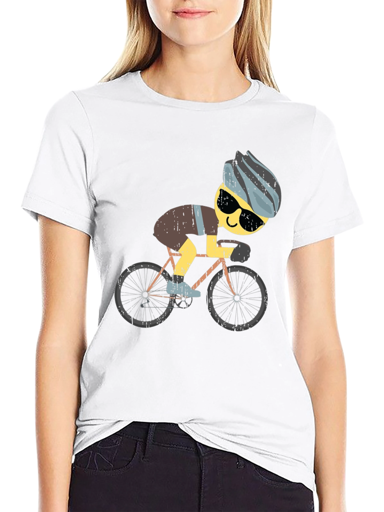 Black Funny Cyclist Graphic T-Shirt - Black view 9