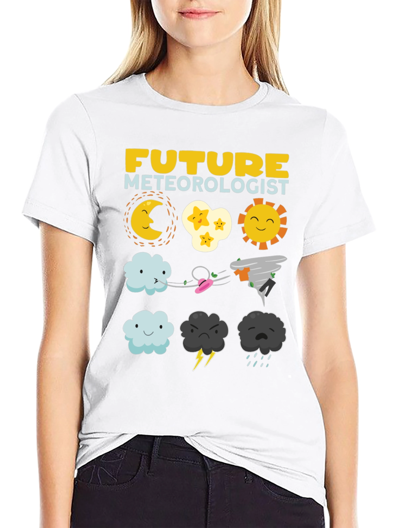 Black Future Meteorologist Black T-Shirt view 9