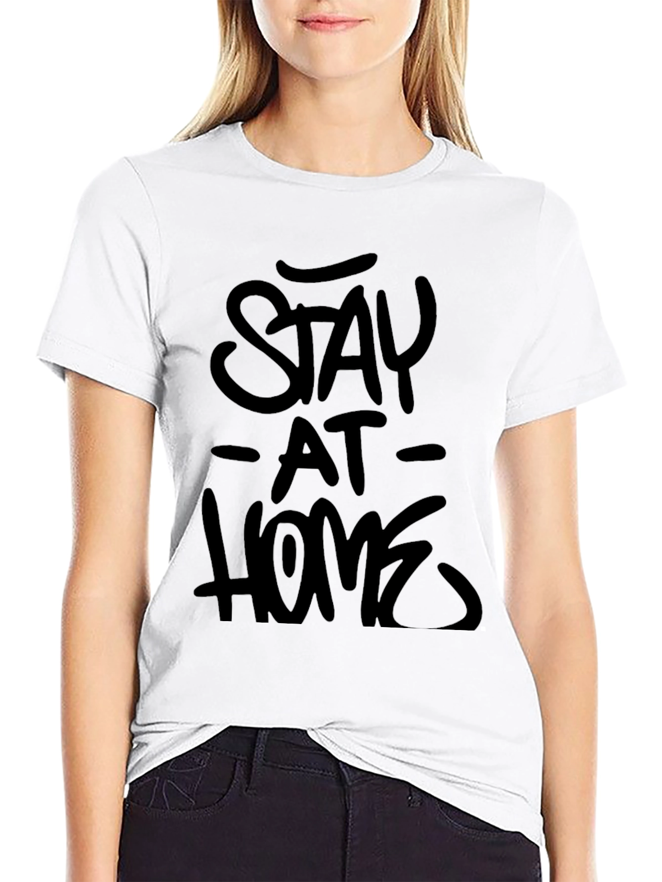 Black Stay at Home Black Graphic Tee view 9
