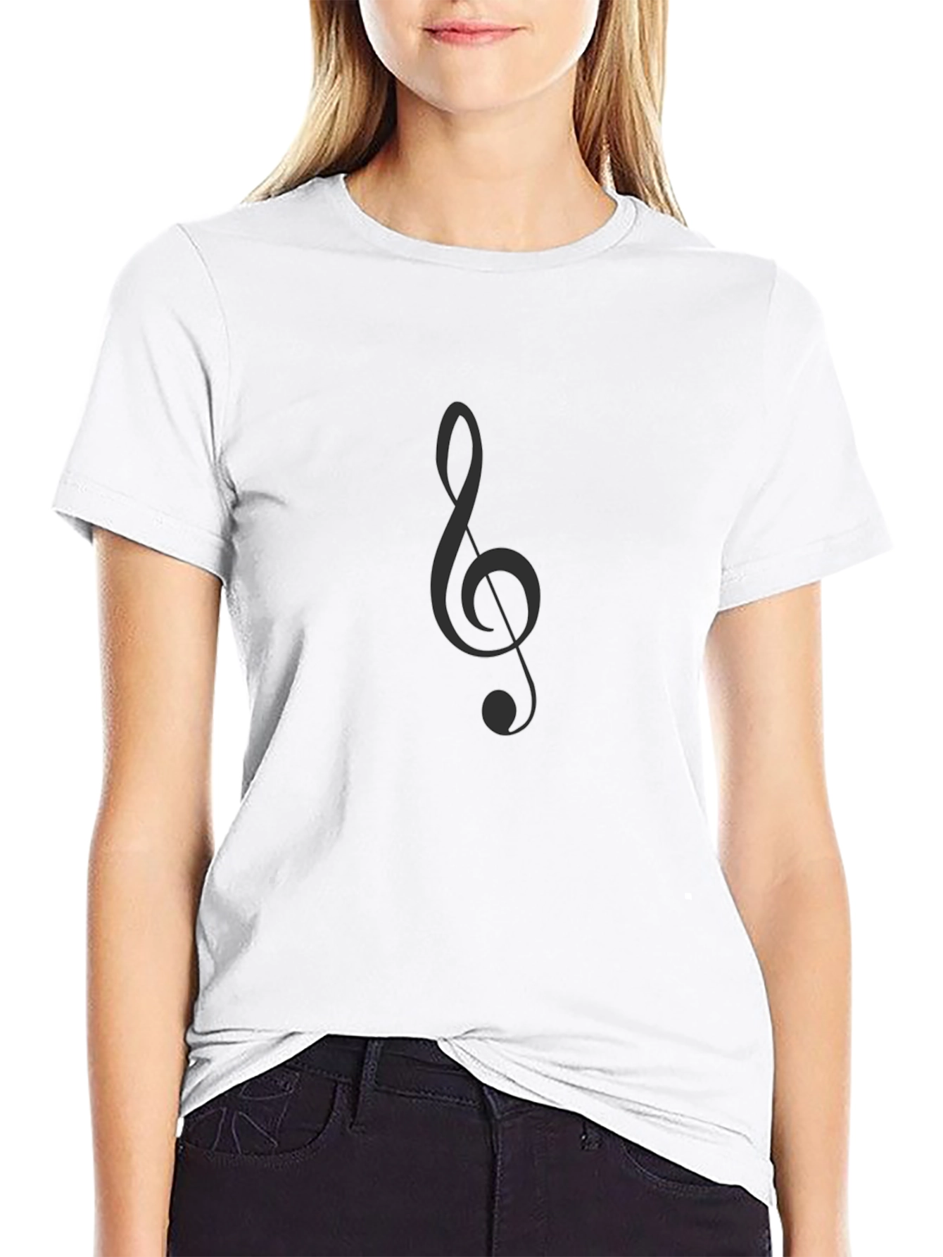 Black Classic Black T-Shirt with Music Note Graphic view 9