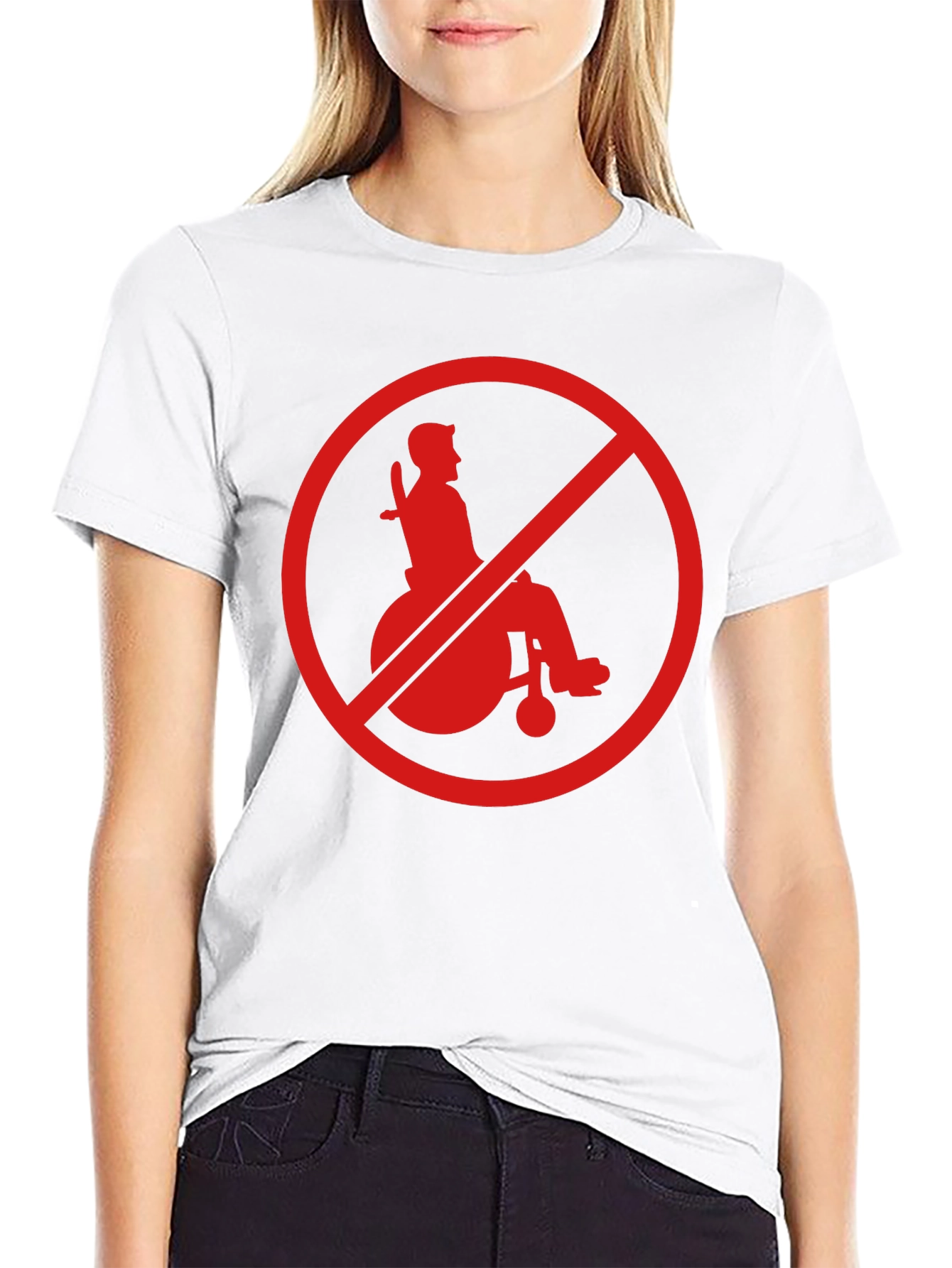 Black Edgy "No Wheelchair" Graphic T-Shirt view 9