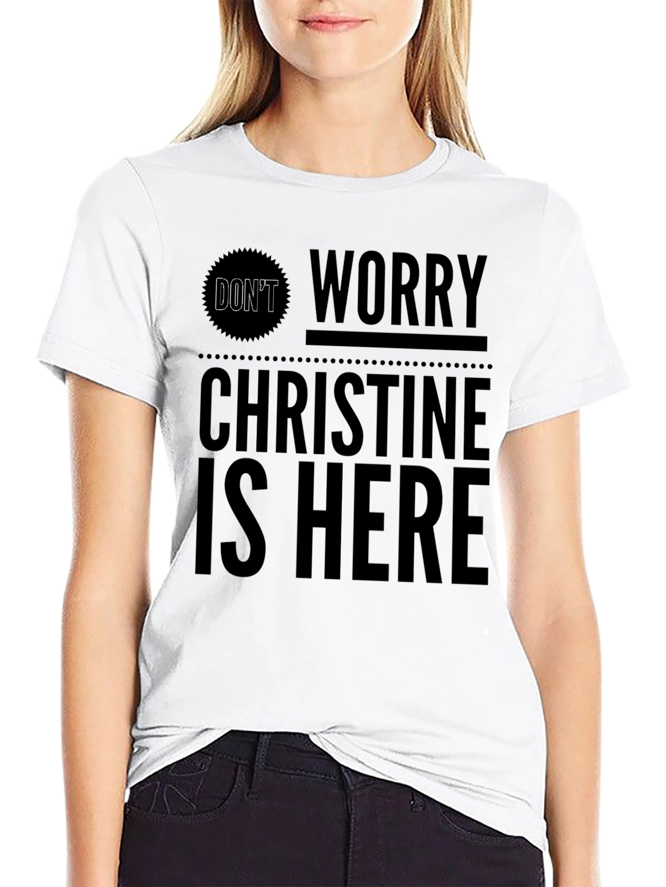 Black Don't Worry Christine Is Here Black Graphic Tee view 9