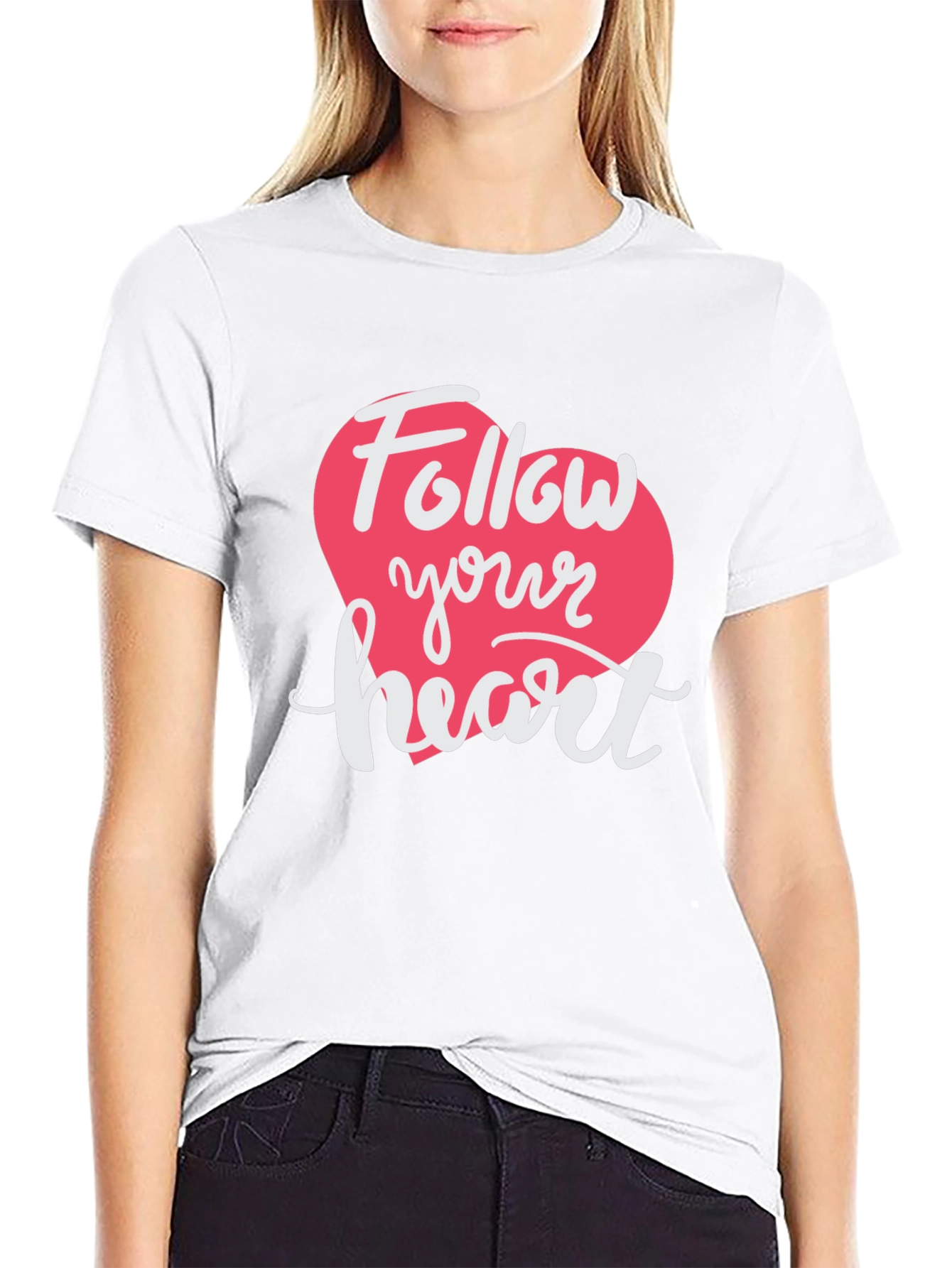 Black Follow Your Heart Black Graphic T-Shirt view 9