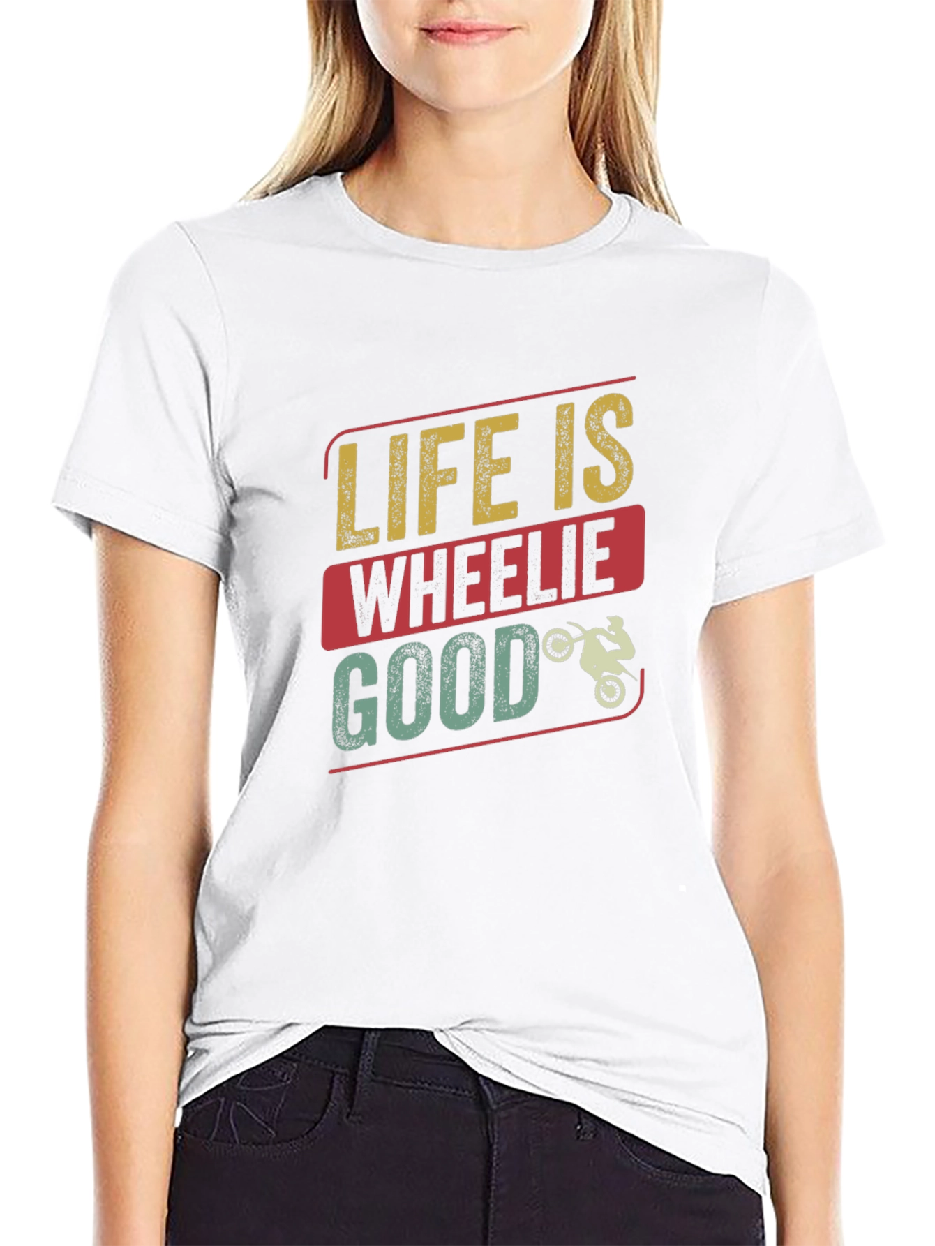 Black Life is Wheelie Good T-Shirt - Black Crew Neck Tee view 9