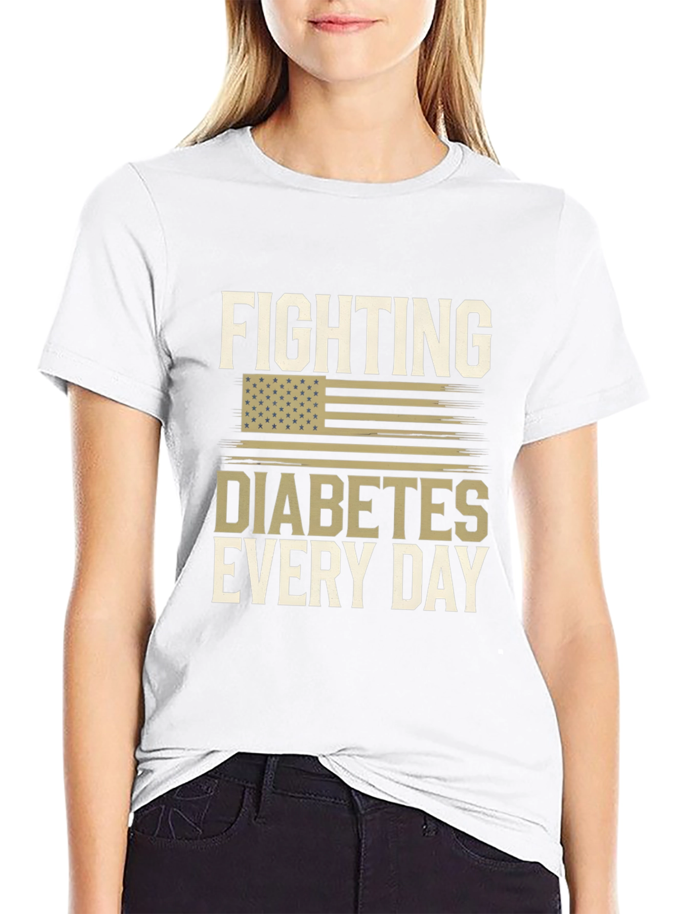 Black Fighting Diabetes T-Shirt view 9