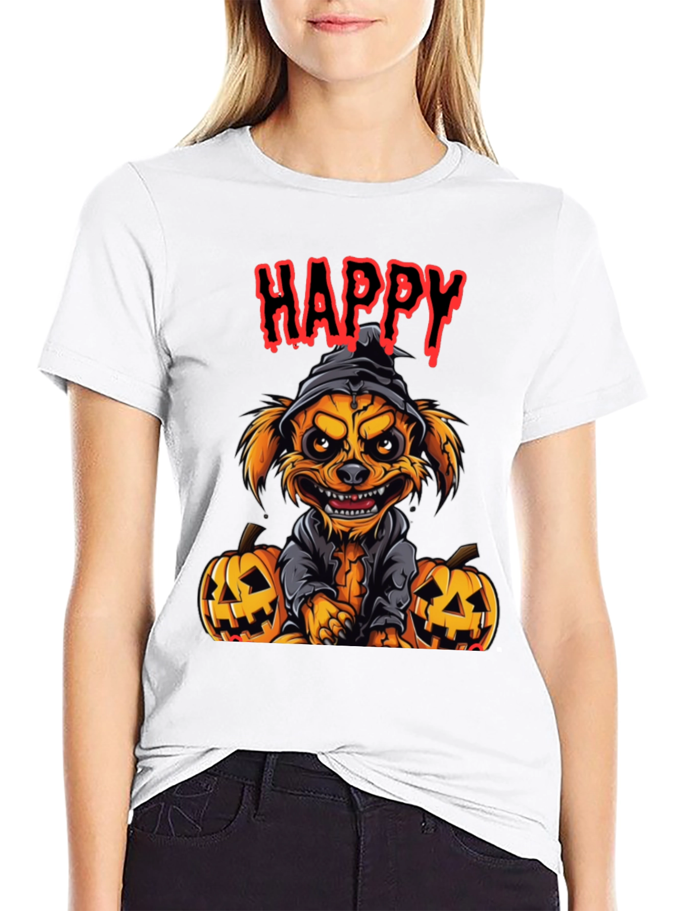 Black Happy Halloween Dog T-Shirt view 9
