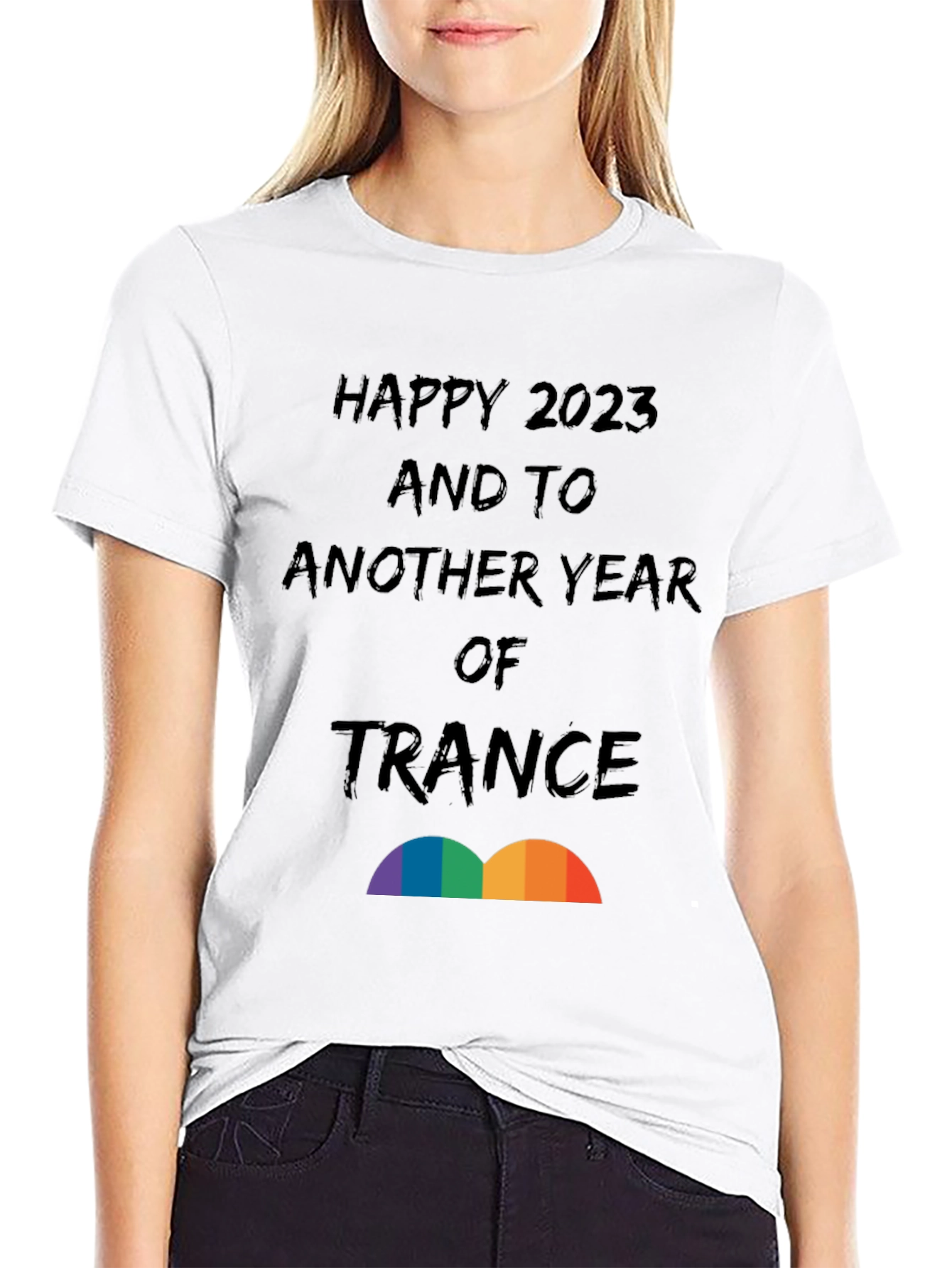 Black Happy 2023 Trance T-Shirt - New Year Celebration Tee view 9