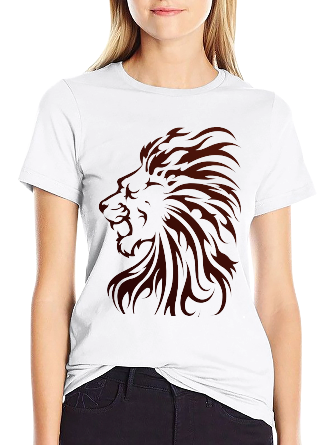 Black Lion Graphic Print Men's Black T-Shirt view 9