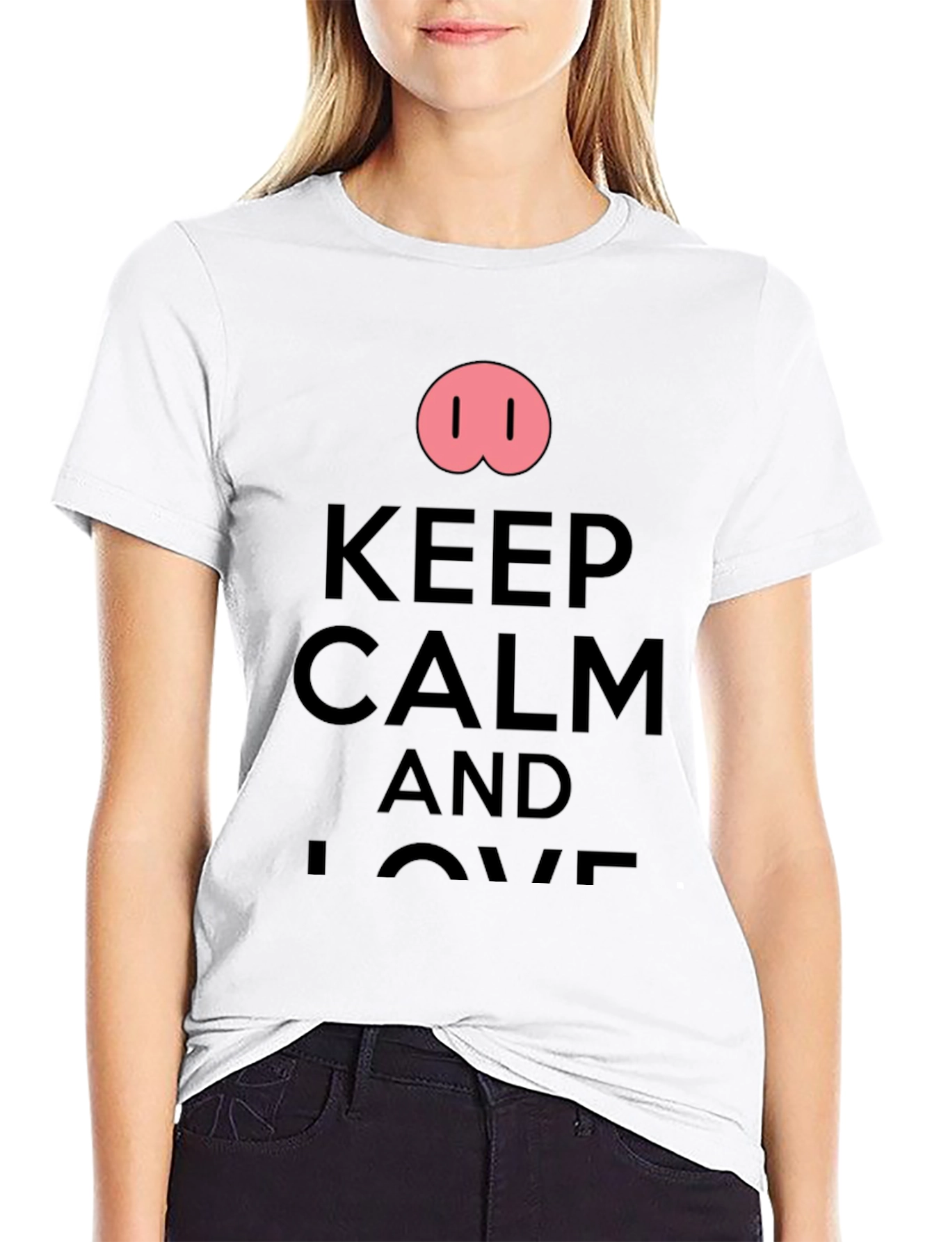 Black Keep Calm and Love Pigs T-Shirt view 9