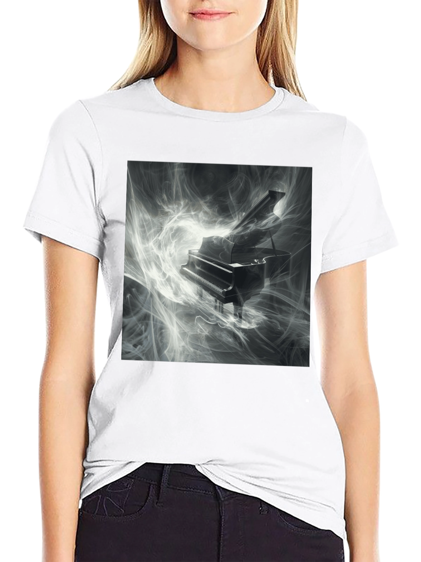 Black Piano Music T-Shirt - Artistic Black Tee view 9