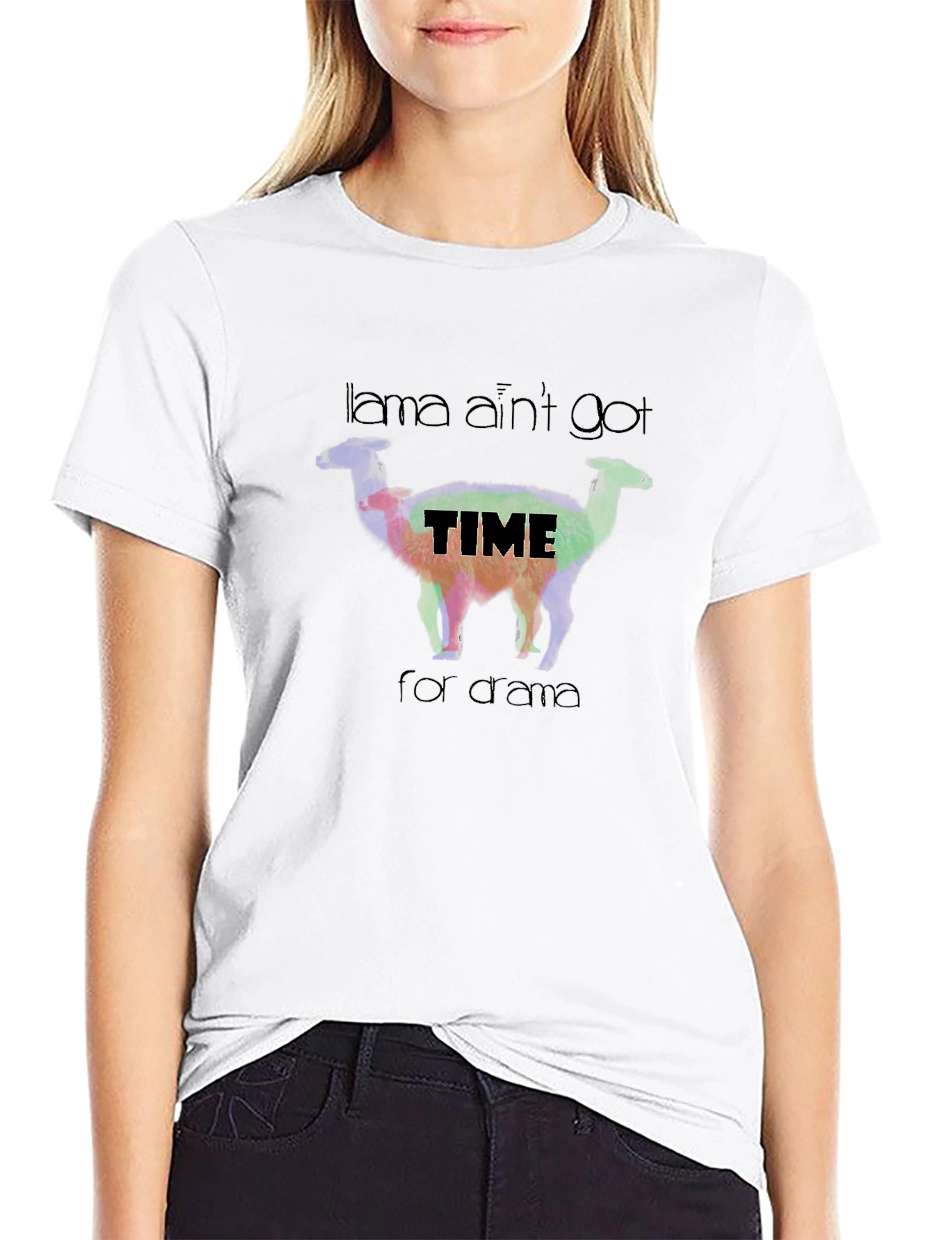 Black Llama Ain't Got Time for Drama Black T-Shirt view 9