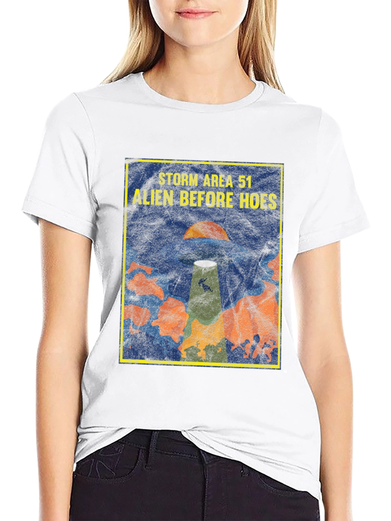 Black Storm Area 51 Alien Before Hoes Graphic T-Shirt view 9