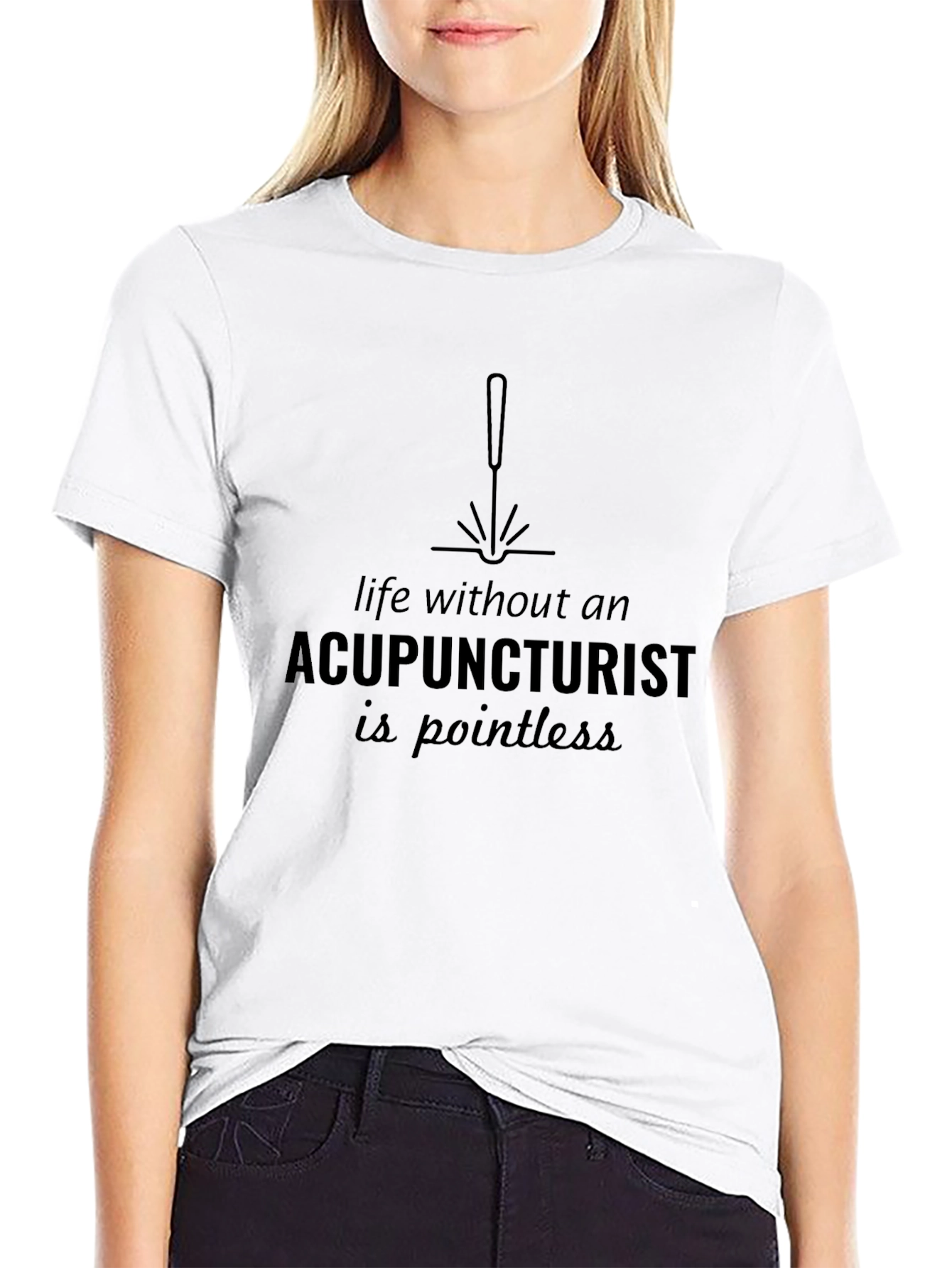 Black Acupuncturist T-Shirt: Pointless Without! view 9