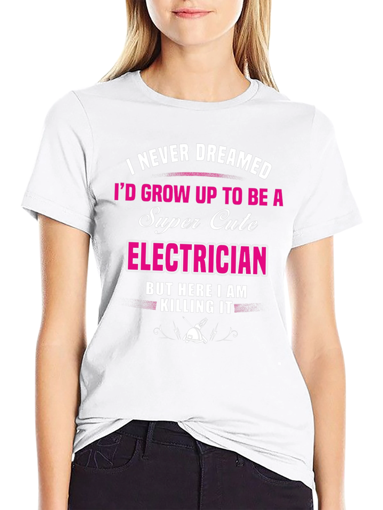 Black Super Cute Electrician Graphic T-Shirt view 9