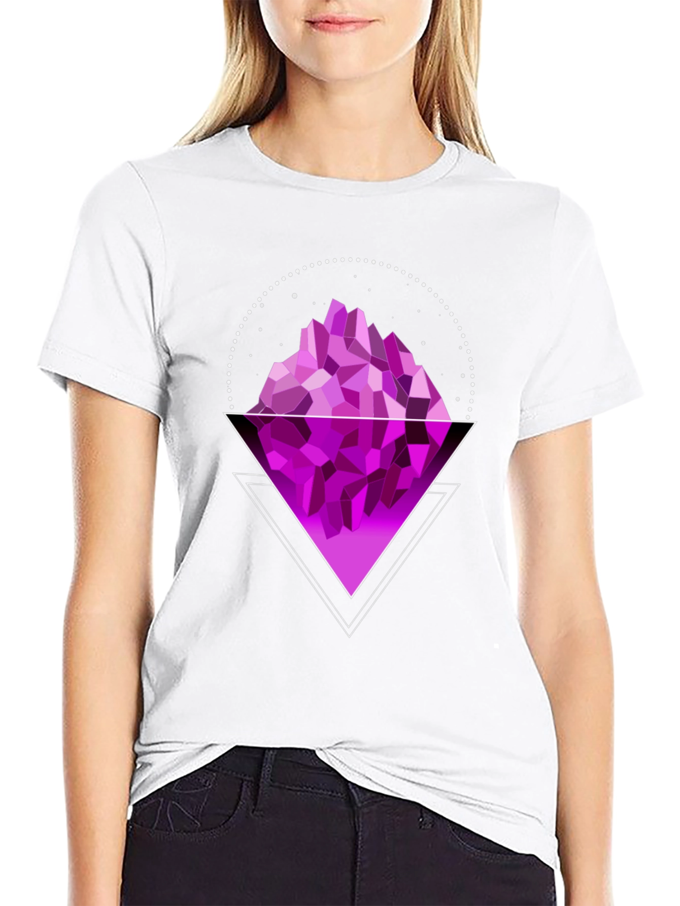 Black Geometric Purple Mountain Graphic T-Shirt view 9