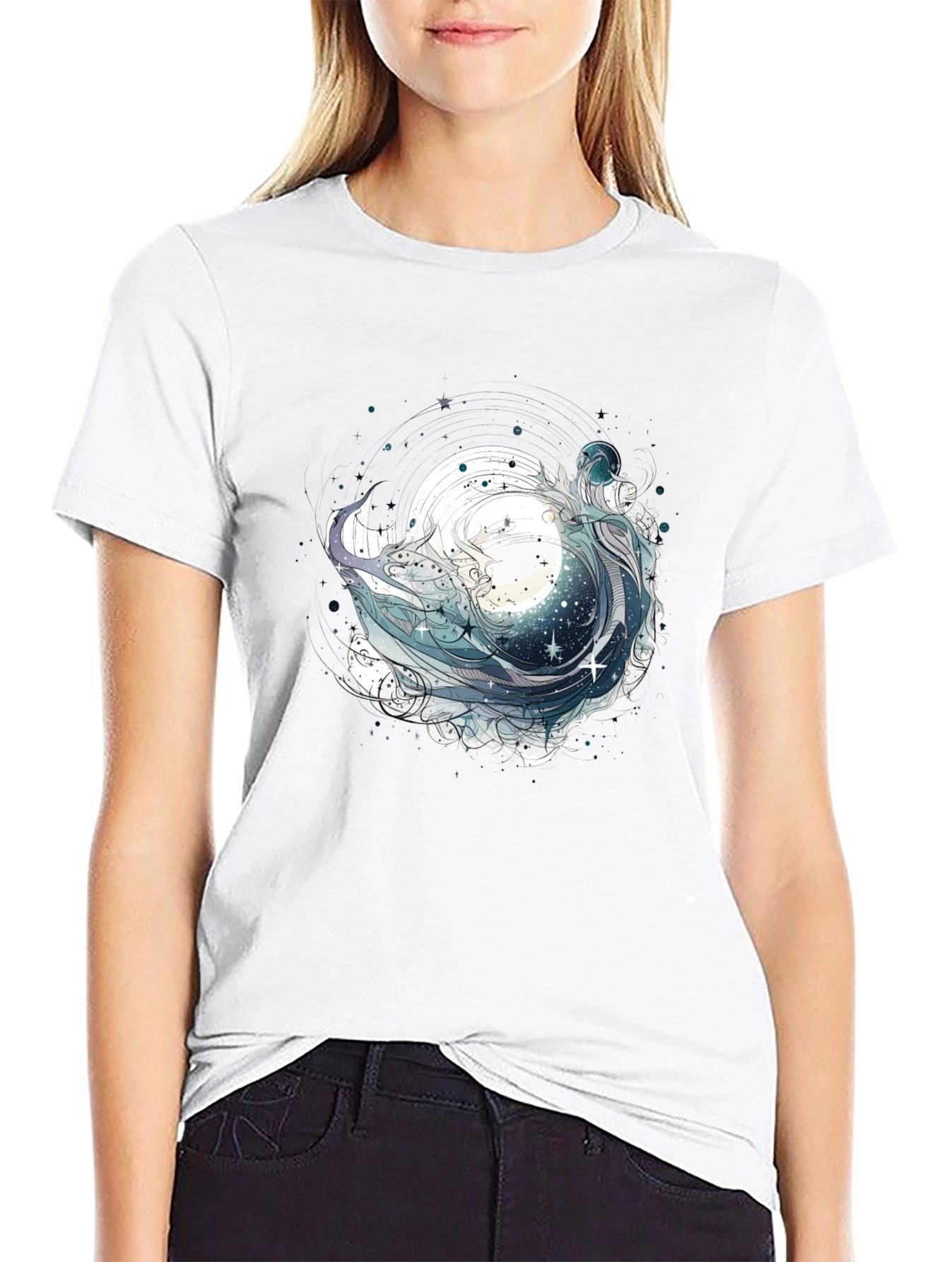 Black Celestial Wave Graphic Tee - Black view 9