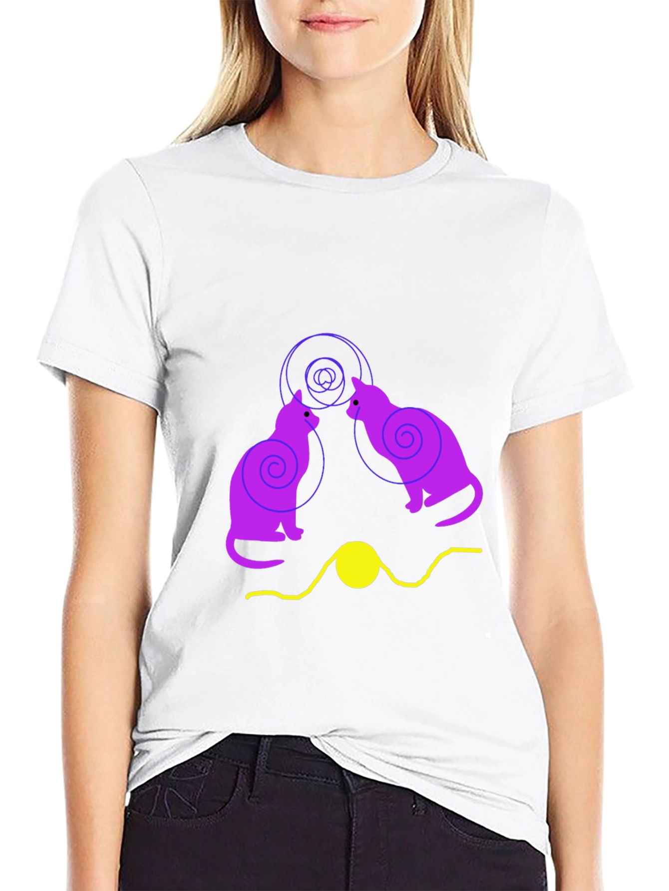 Black Cats and Yarn Graphic T-Shirt - Black view 9