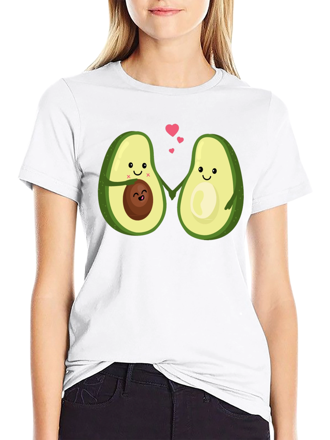 Black Cute Avocado Couple Black T-Shirt view 9