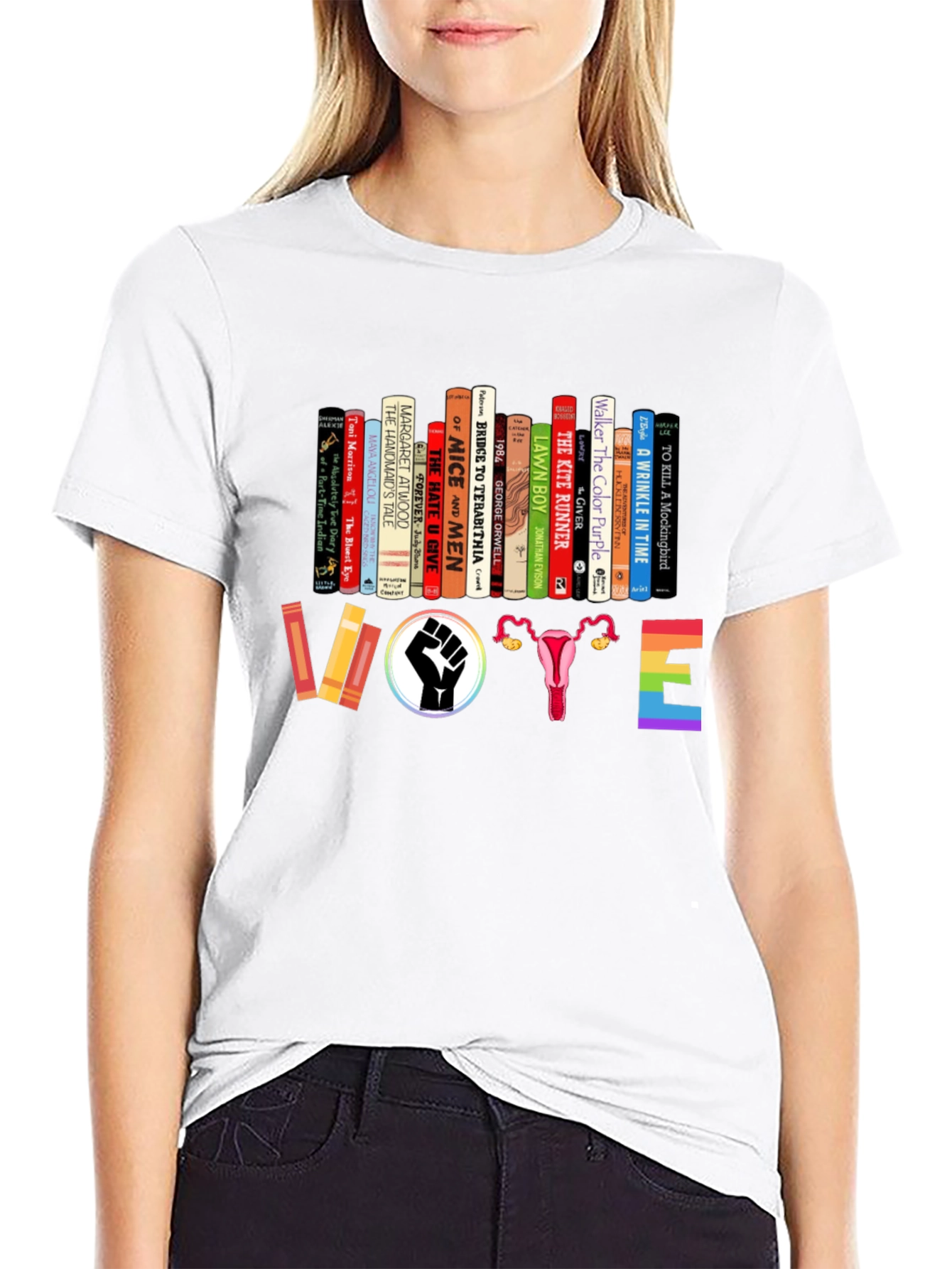 Black Feminist Book Lover Vote T-Shirt view 9