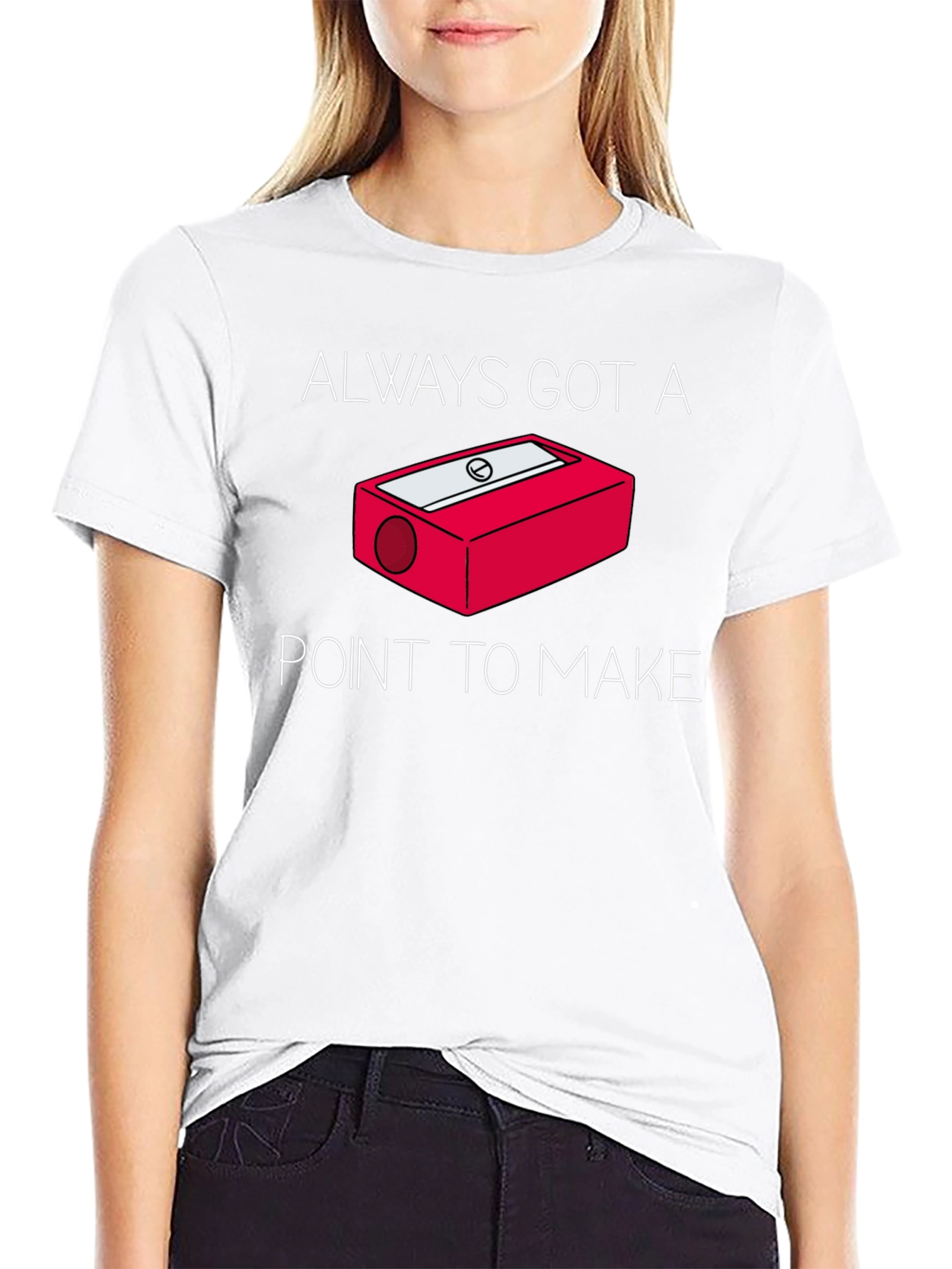 Black Always Got a Point T-Shirt - Pencil Sharpener Design view 9