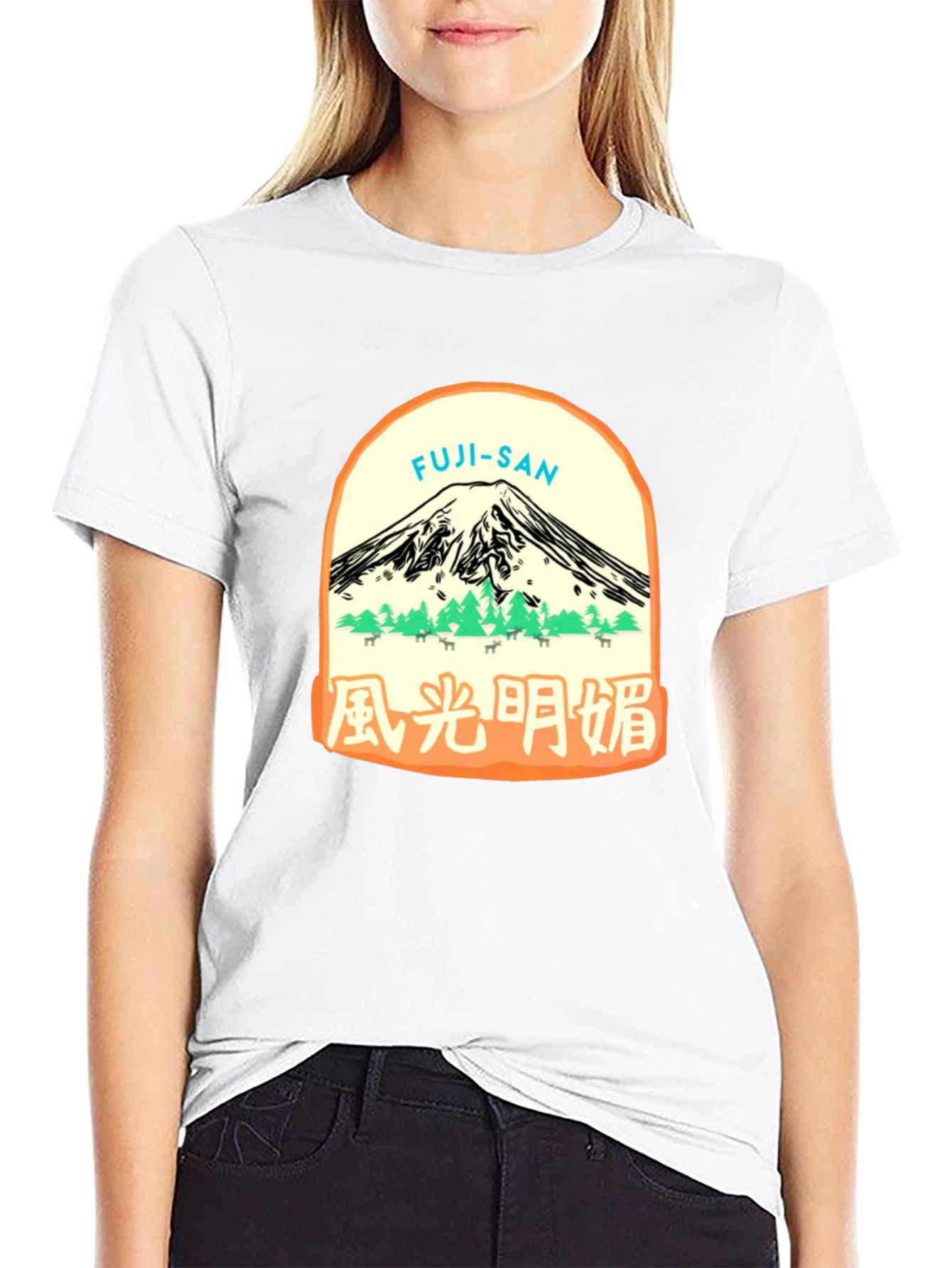 Black Fuji-San Graphic Tee - Black Cotton T-Shirt view 9