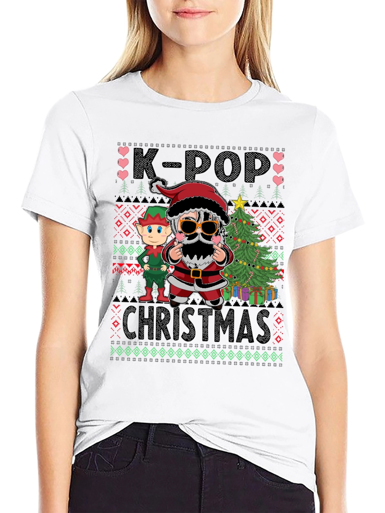 Black K-Pop Christmas T-Shirt view 9