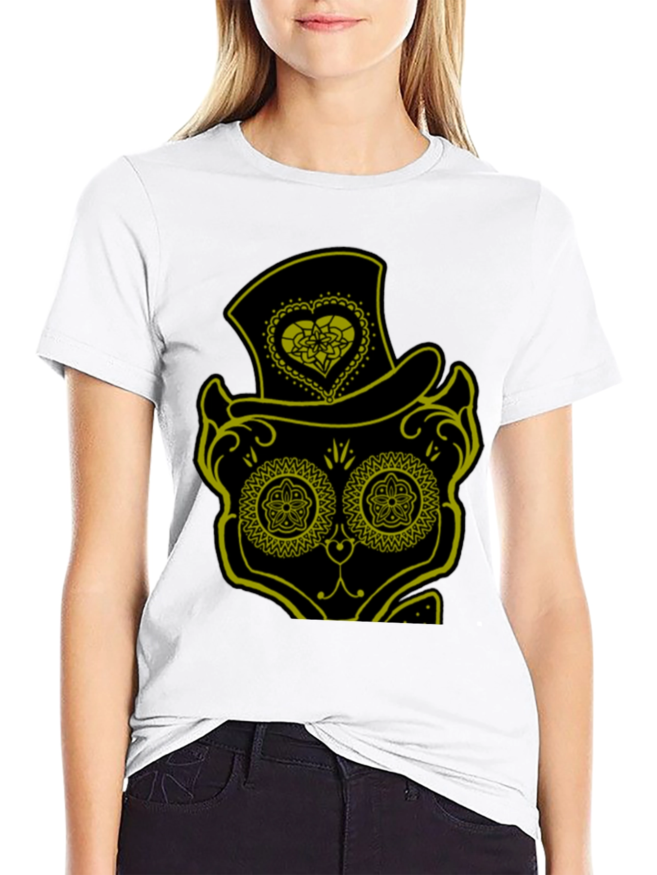 Black Sugar Skull Cat Tee - Men's Black T-Shirt view 9