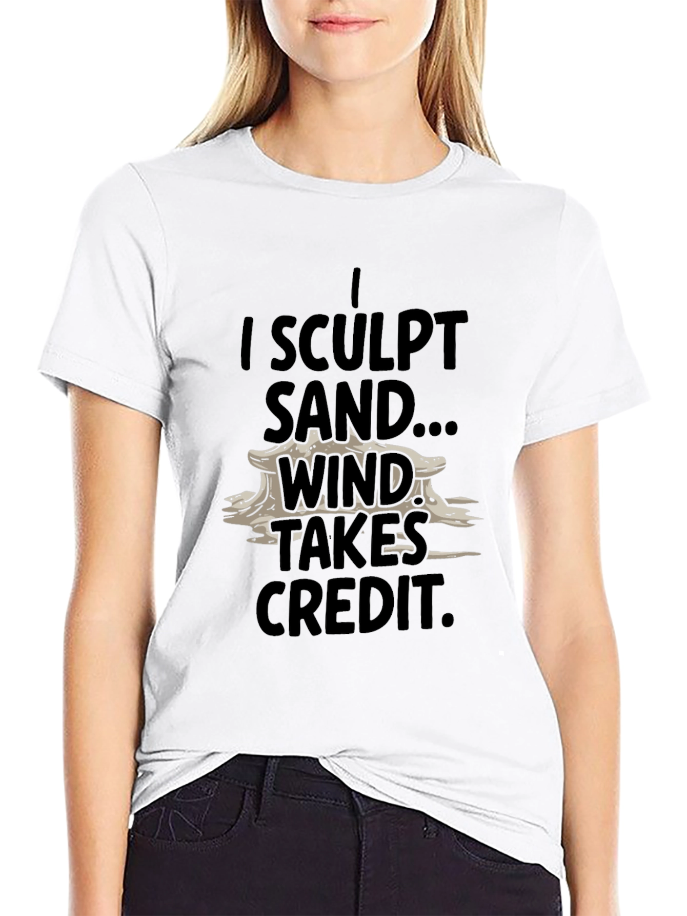 Black I Sculpt Sand T-Shirt - Funny Beach Summer Tee view 9