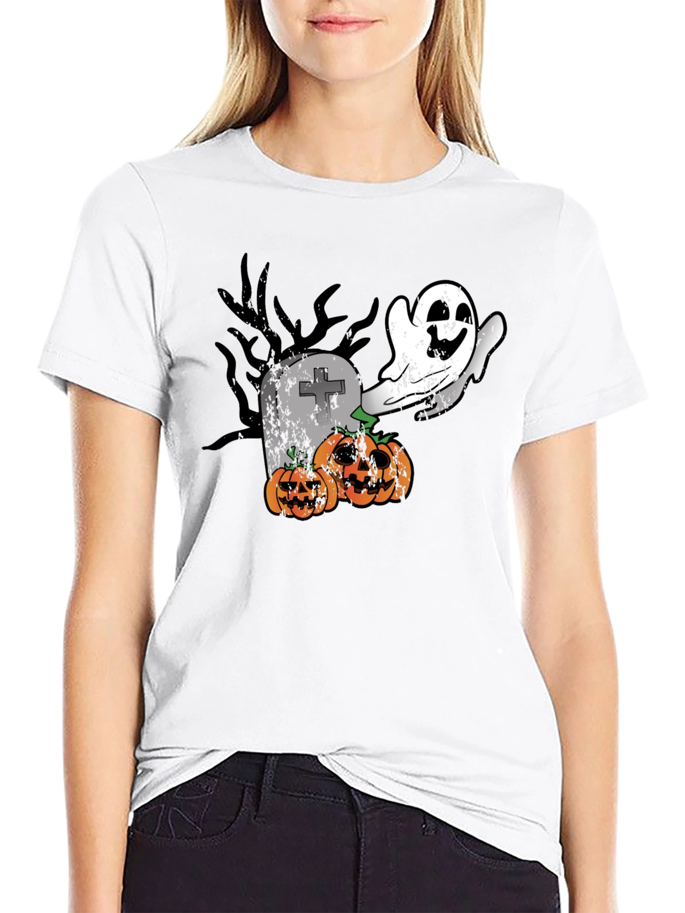 Halloween Ghost & Pumpkin T-Shirt - 9