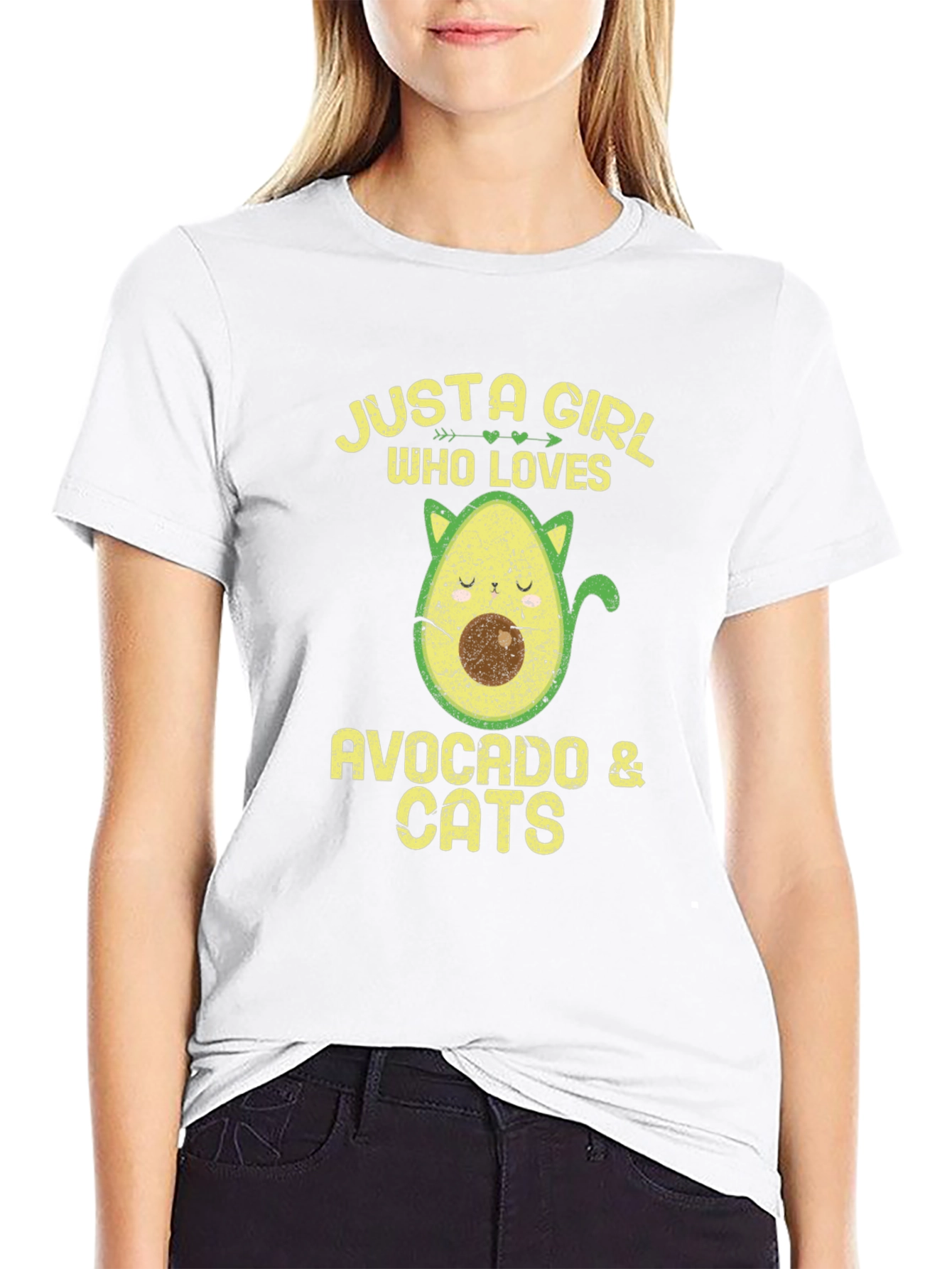 Black Avocado & Cats Graphic T-Shirt view 9