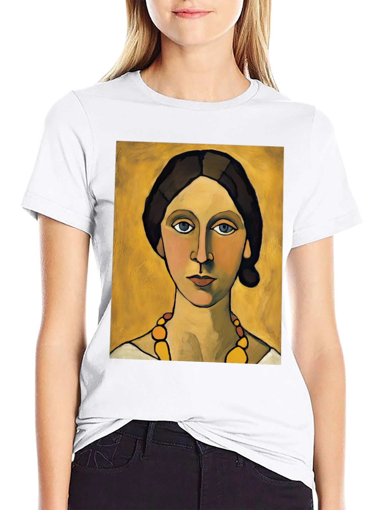 Black Woman with Necklace Portrait Graphic T-Shirt view 9