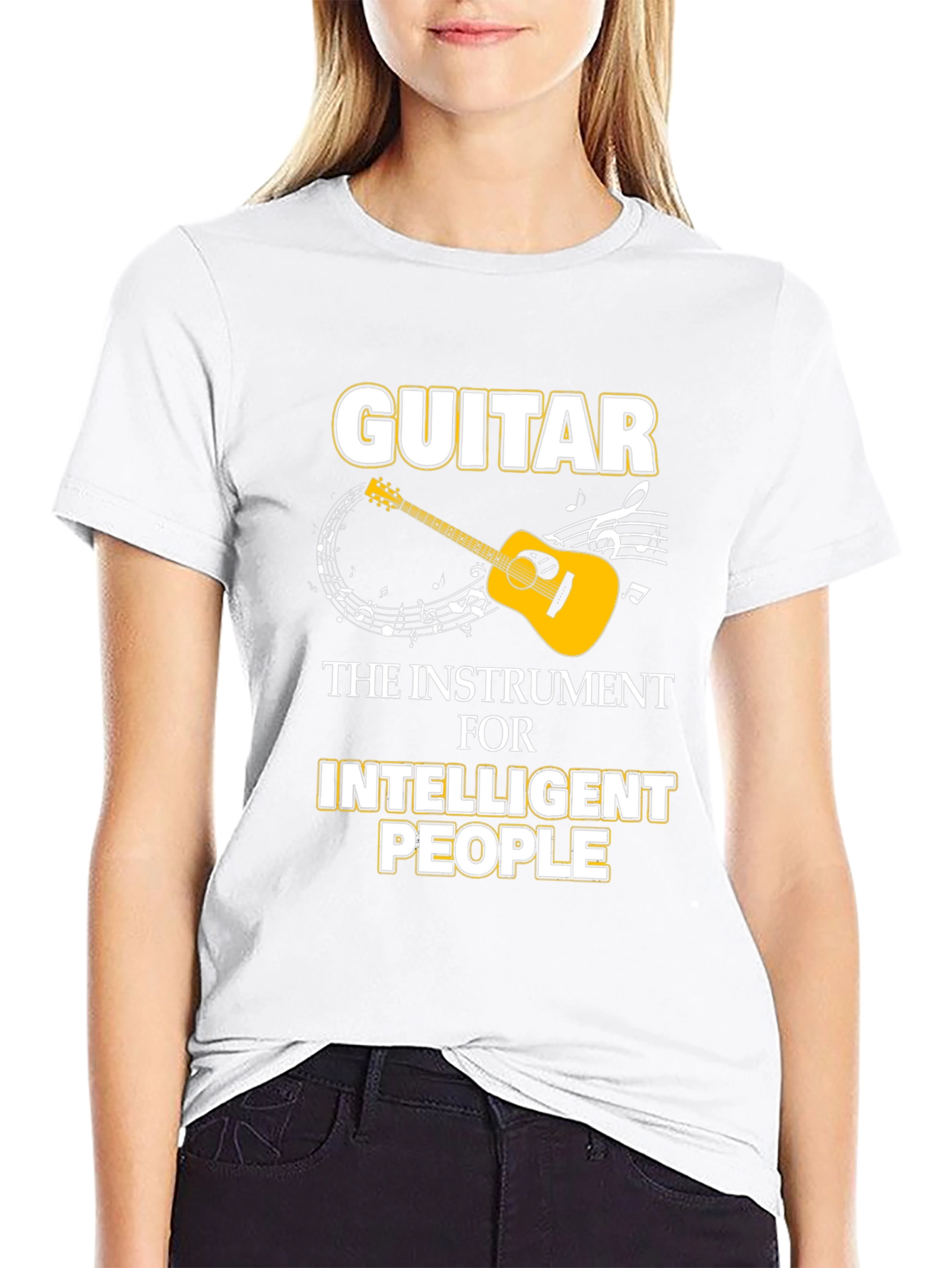 Black Guitar Intelligent People Black T-Shirt view 9
