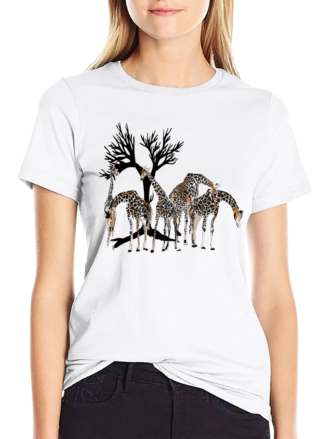 Black Giraffe Family Graphic Tee - Men's Black T-Shirt view 9