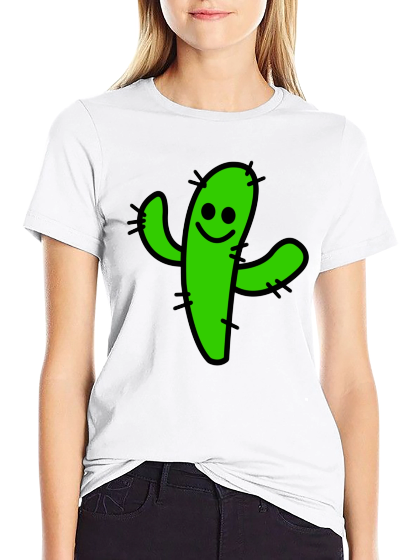 Black Funny Cactus Graphic T-Shirt - Black Cotton Tee view 9