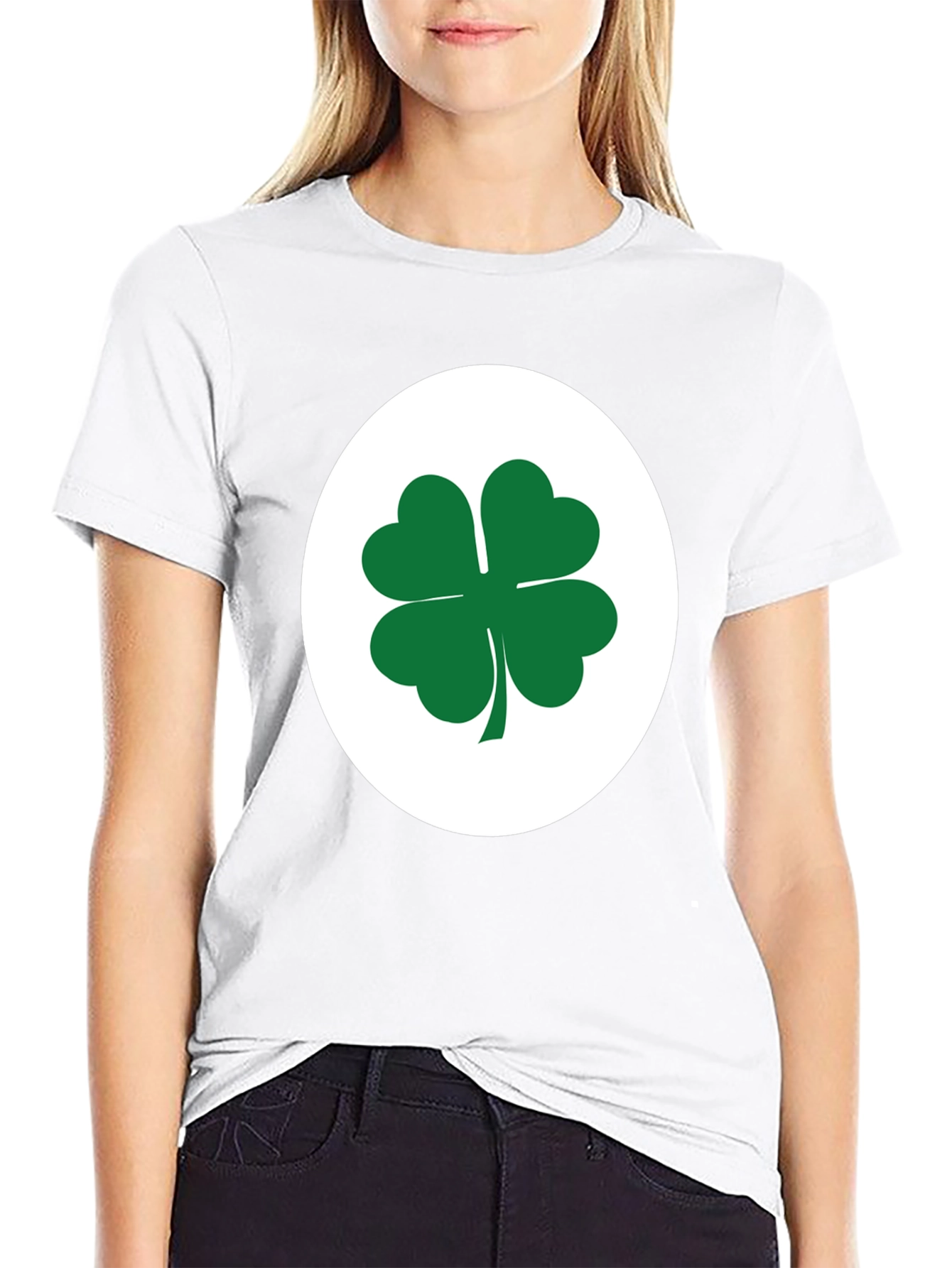 Black Lucky Shamrock Tee - Black Cotton Blend T-Shirt view 9
