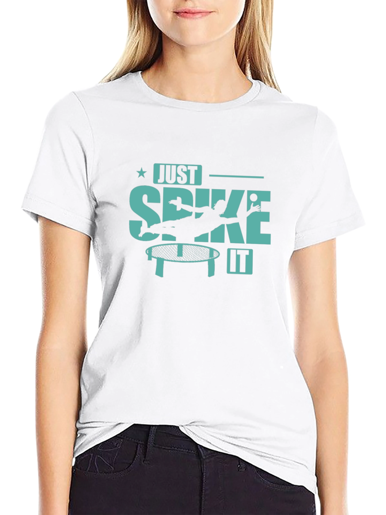 Black Just Spike It T-Shirt - Sporty Roundnet Design view 9