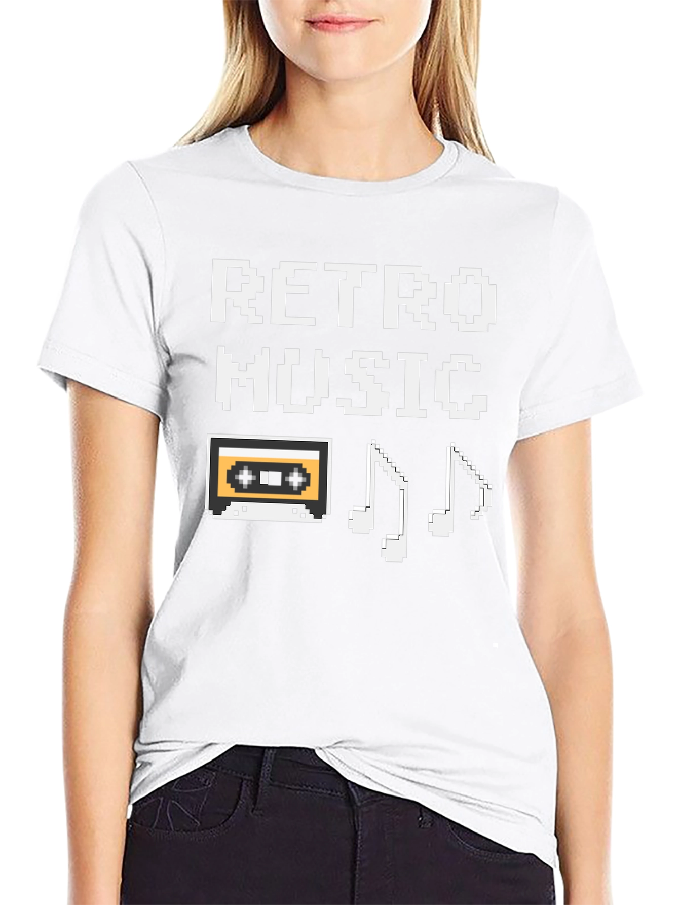 Black Retro Music Pixel T-Shirt - Vintage 8-Bit Style! view 9
