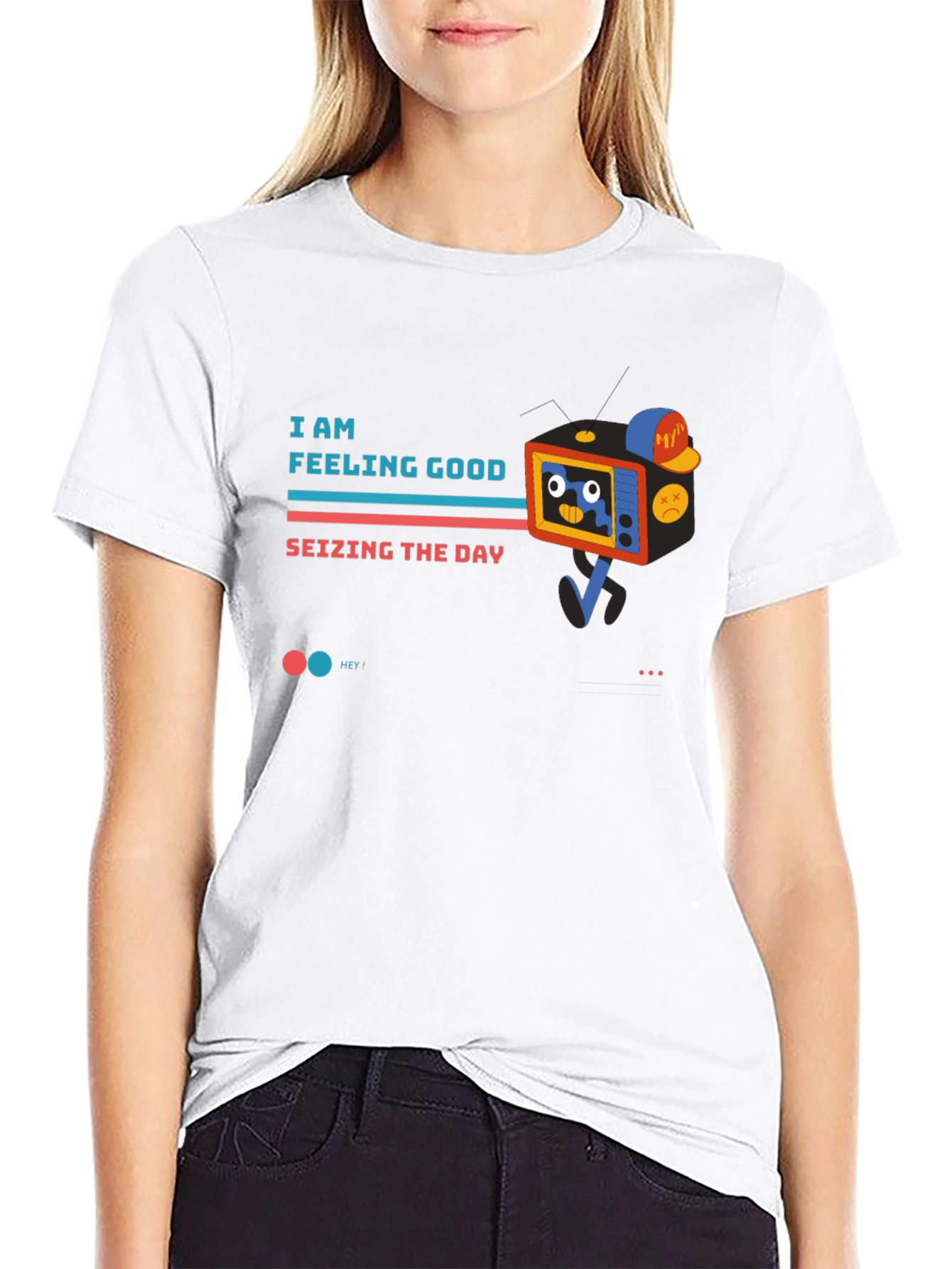 Black I Am Feeling Good TV Character Black T-Shirt view 9